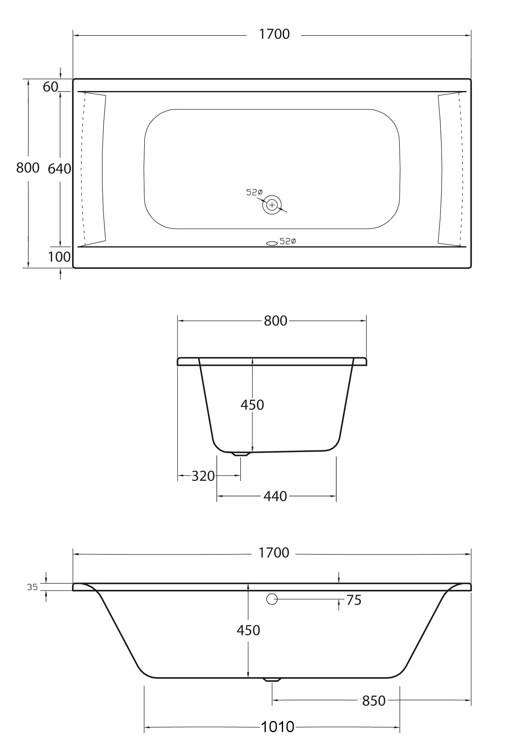 Ottofond Whirlpool-Badewannen-Komplettset Rosa 170 cm mit Armatur S2000