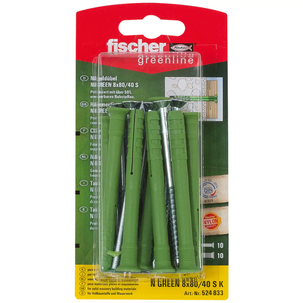 Fischer Nageldübel N green 8.0 x 80 mm - 10 Stück