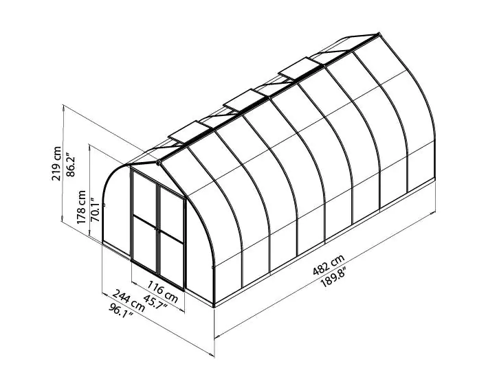 Canopia Gewächshaus Bella 8X16 244 x 482 x 219 cm