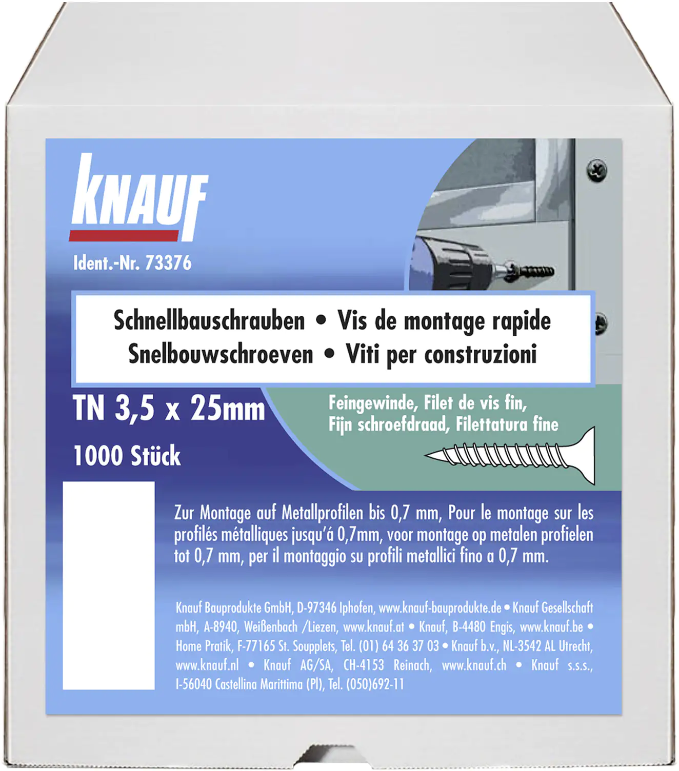 Knauf Schnellbauschrauben 3,5 x 25 mm, PH 1, 1000 Stück Knauf Schnellbauschrauben 3,5 x 25 mm, PH 1, 1000 Stück