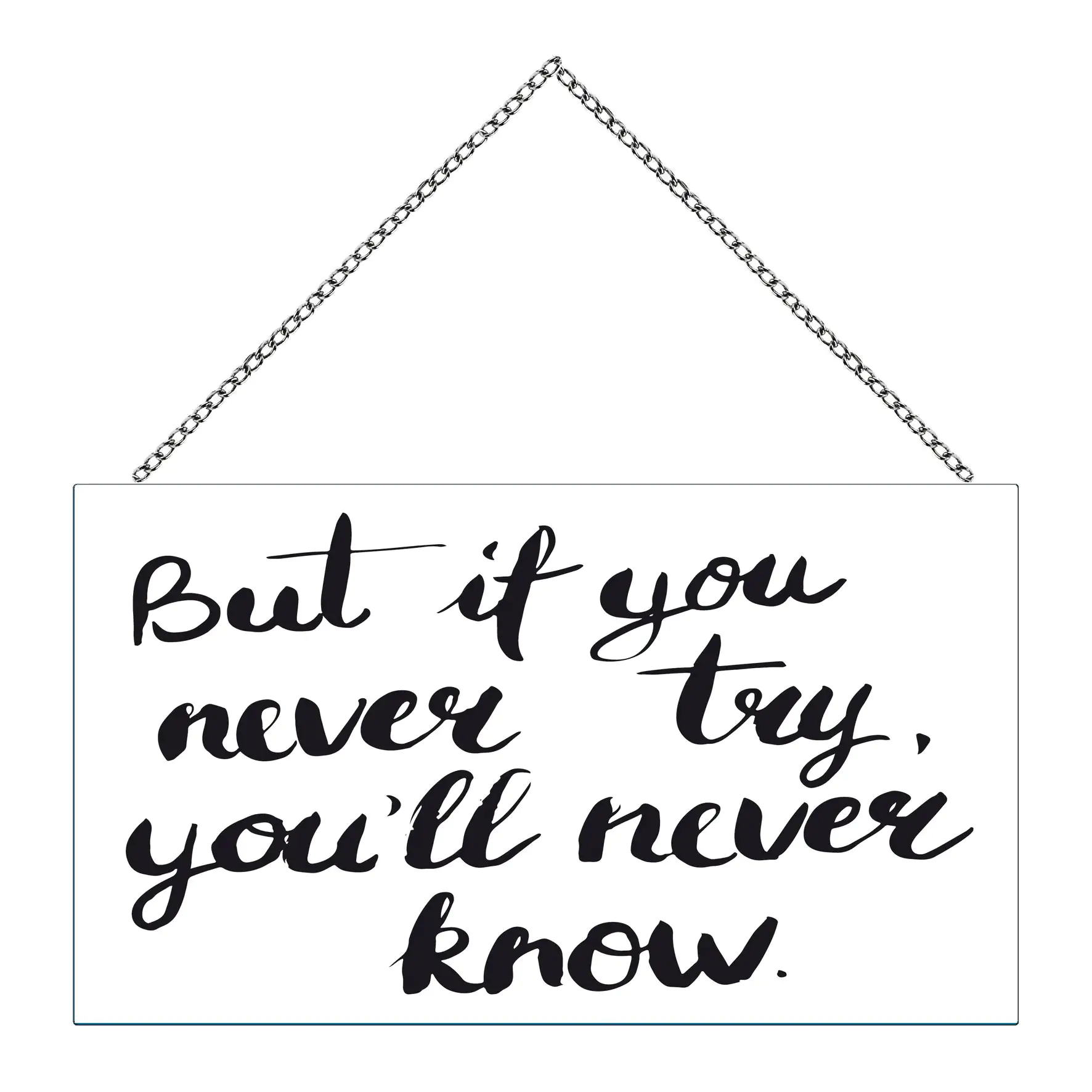 4251050534465 Schild mit Spruch Try and Know, 23 x 13 cm mit Kette
