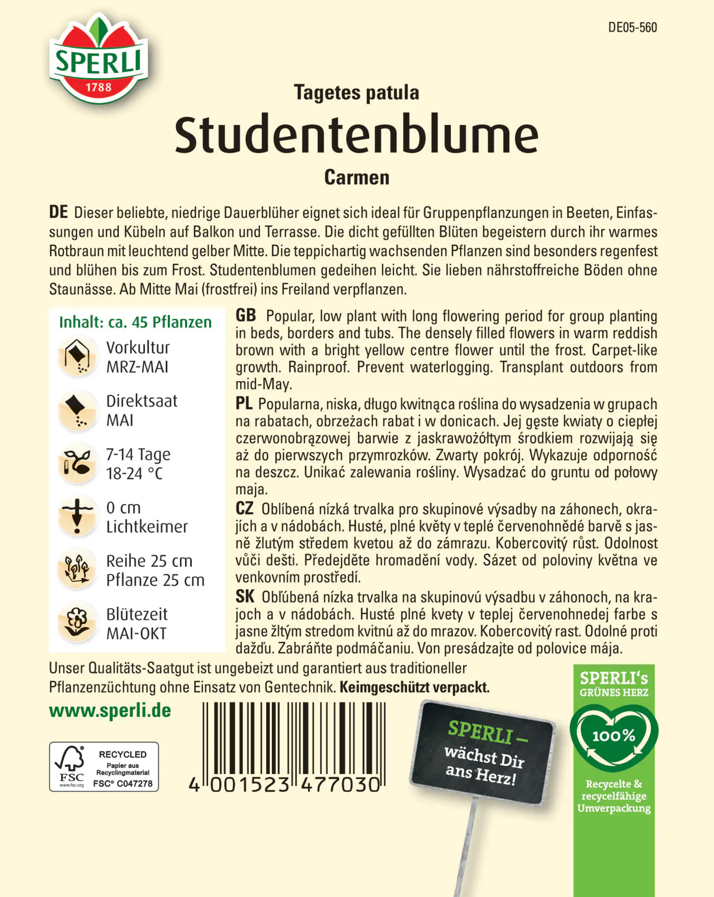 Sperli Studentenblume Carmen