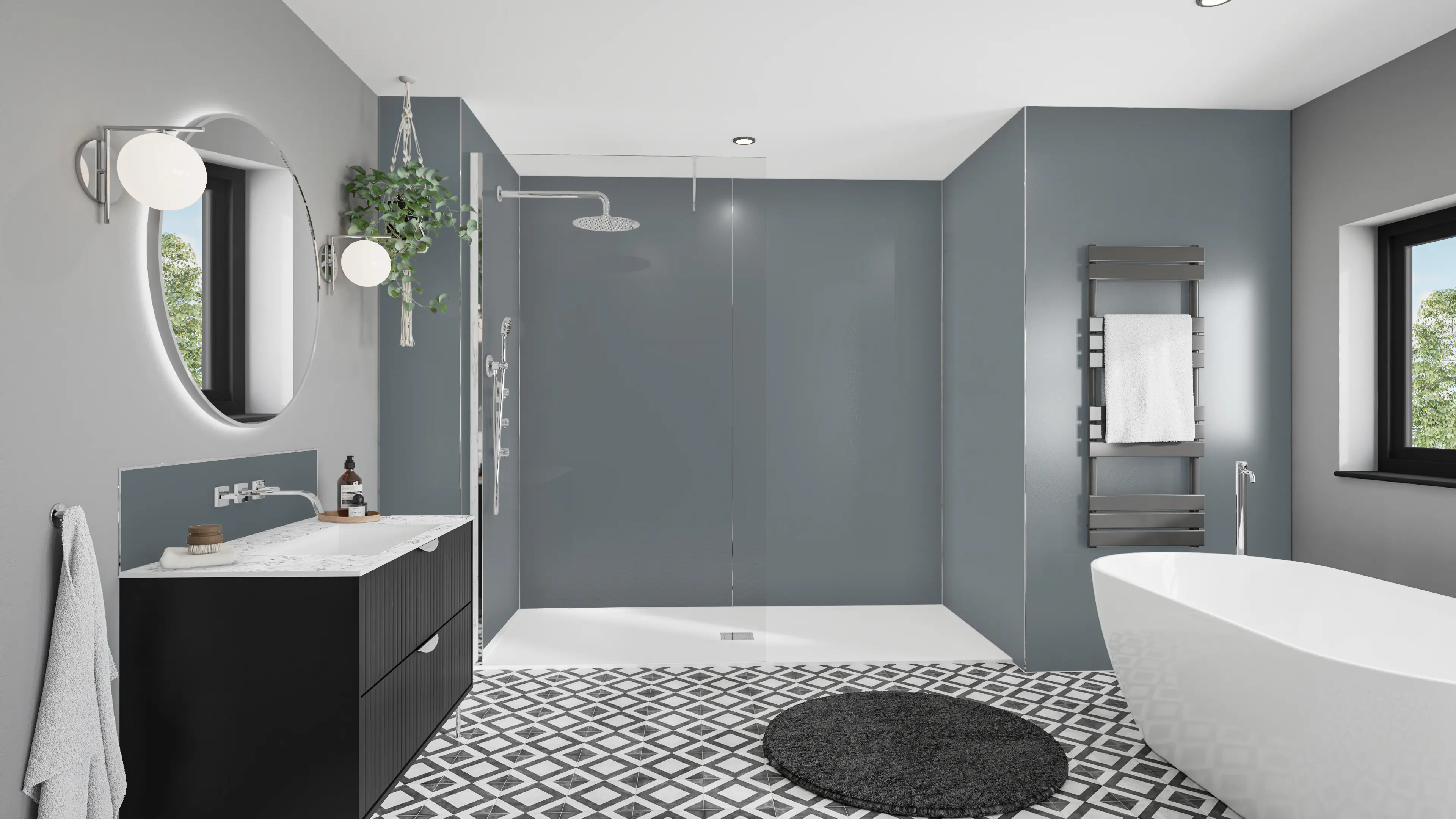 Wetwall Alloy Wandpaneel  Malibu Grey/Storm Blue 60 x 244 cm