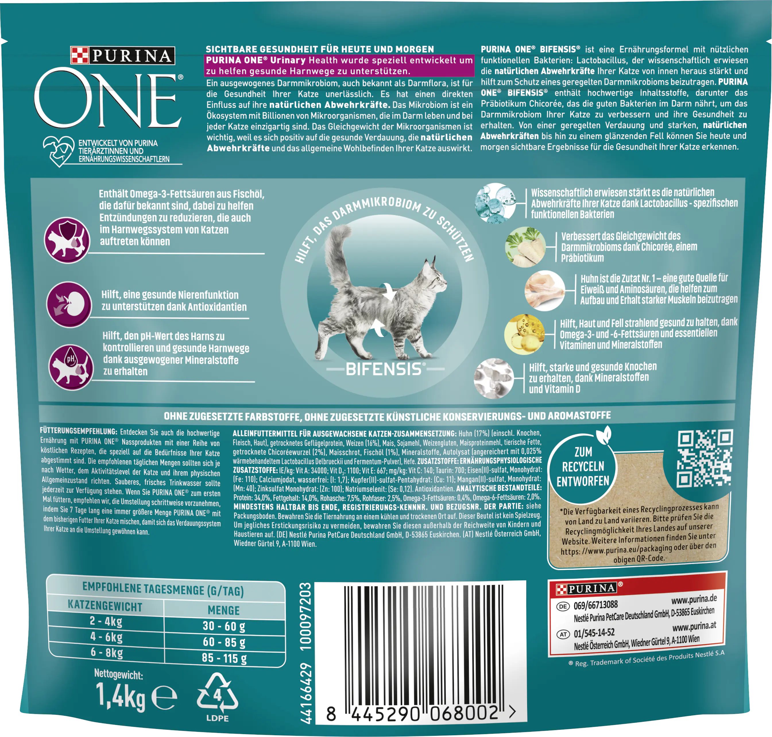 Purina One Katzenfutter Urinary Health reich an Huhn 1,4 kg