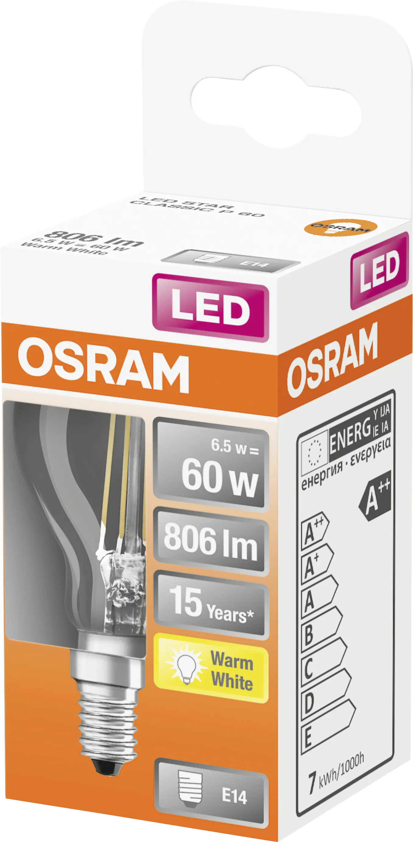 Osram LED Leuchtmittel Star P60 E14 5,5W warmweiß, klar Osram LED Leuchtmittel Star P60 E14 5,5W warmweiß, klar