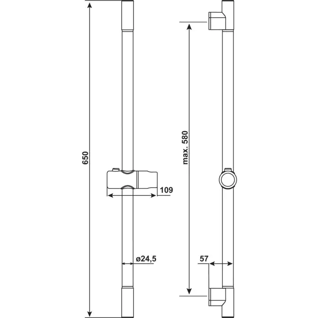 Cornat Brausestange Cervia verchromt, 65 cm