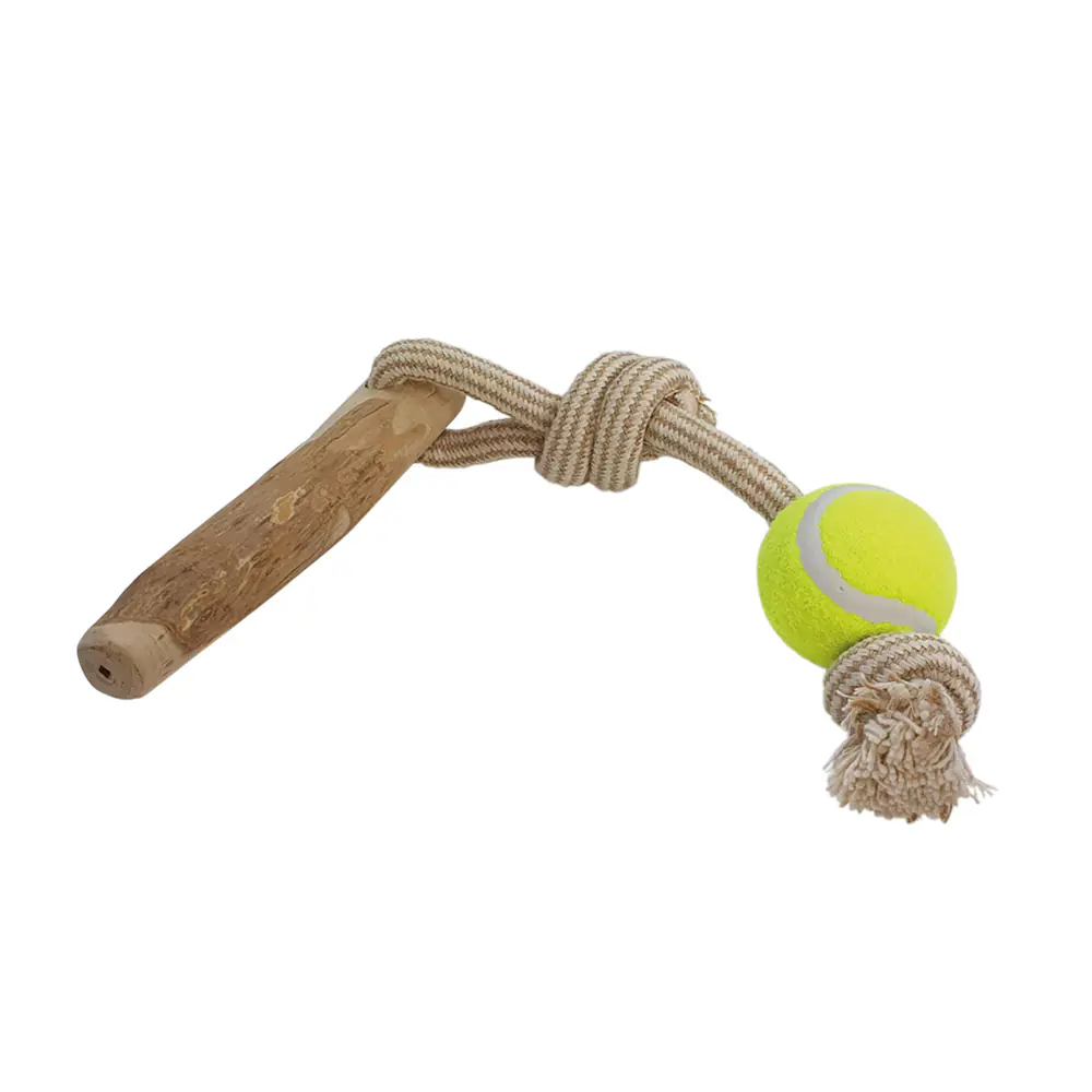 Nobby Hundespielzeug Kaffeeholz mit Seil und Ball ca. 48 cm