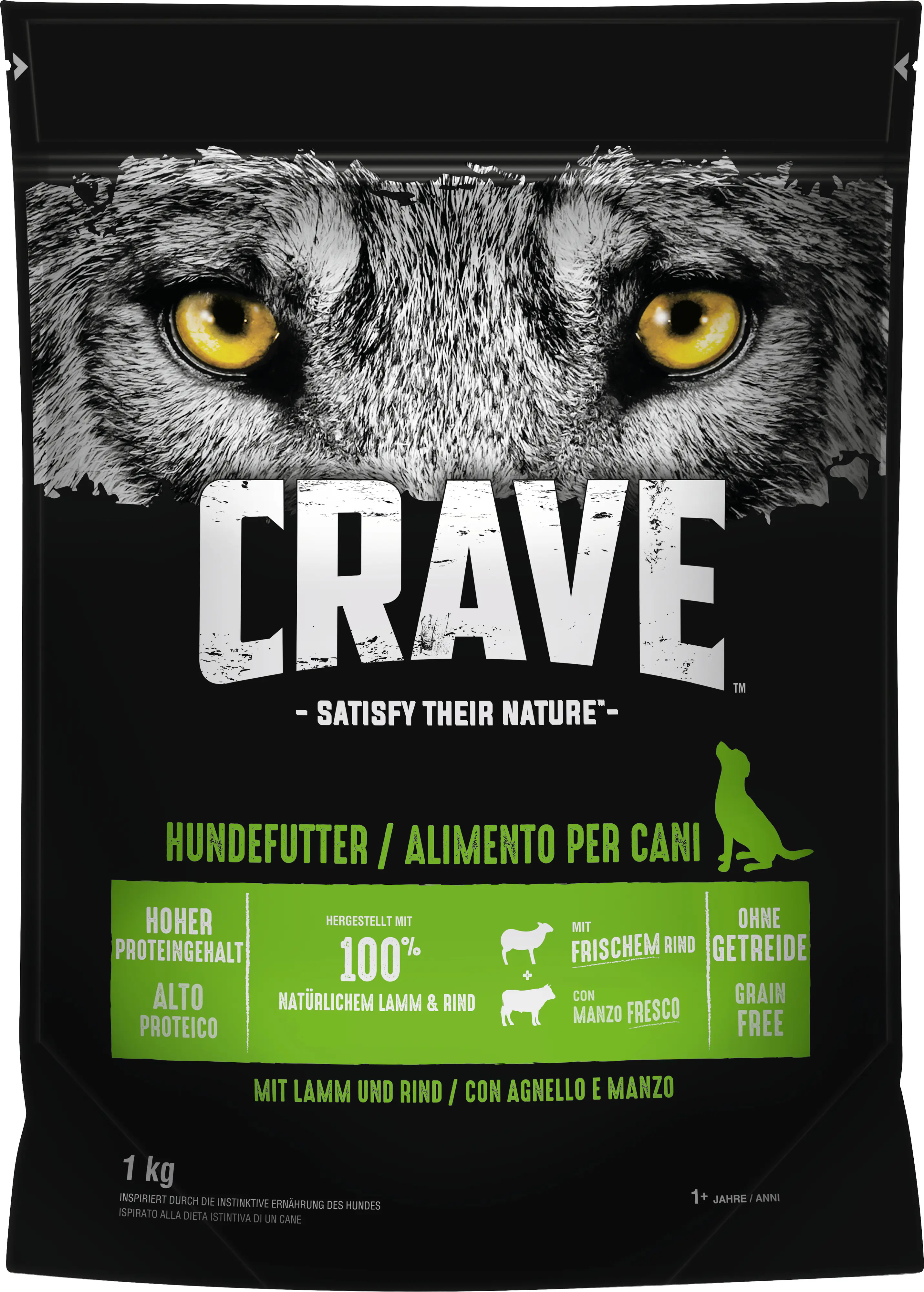 Crave Hundetrockenfutter Adult 1 kg Lamm & Rind