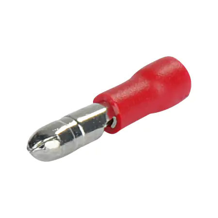 Isolierte Rundstecker 0,5 - 1,5 mm² rot, Ø 4 mm, Inhalt 25 Stück