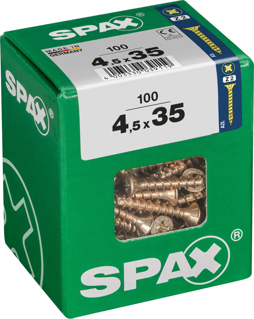 Spax Universalschrauben 4.5 x 35 mm PZ 2 Senkkopf - 100 Stk.
