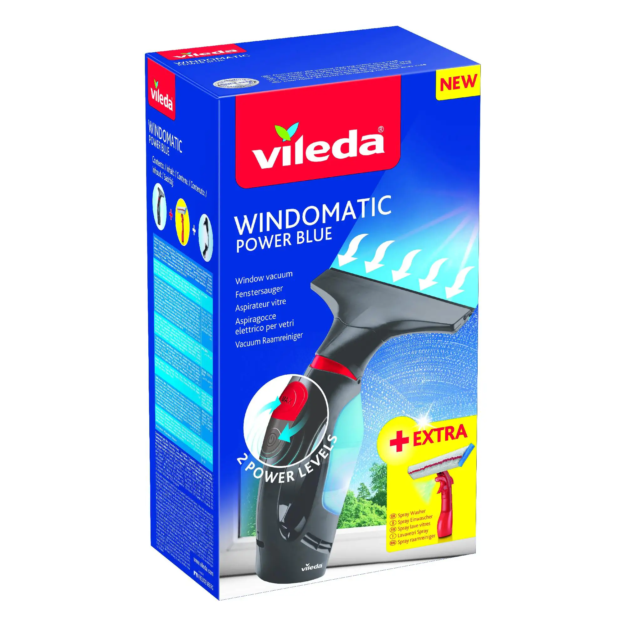 Vileda Akku-Fenstersauger Windomatic Power Blue inkl. Spray-Einwascher Vileda Akku-Fenstersauger Windomatic Power Blue inkl. Spray-Einwascher