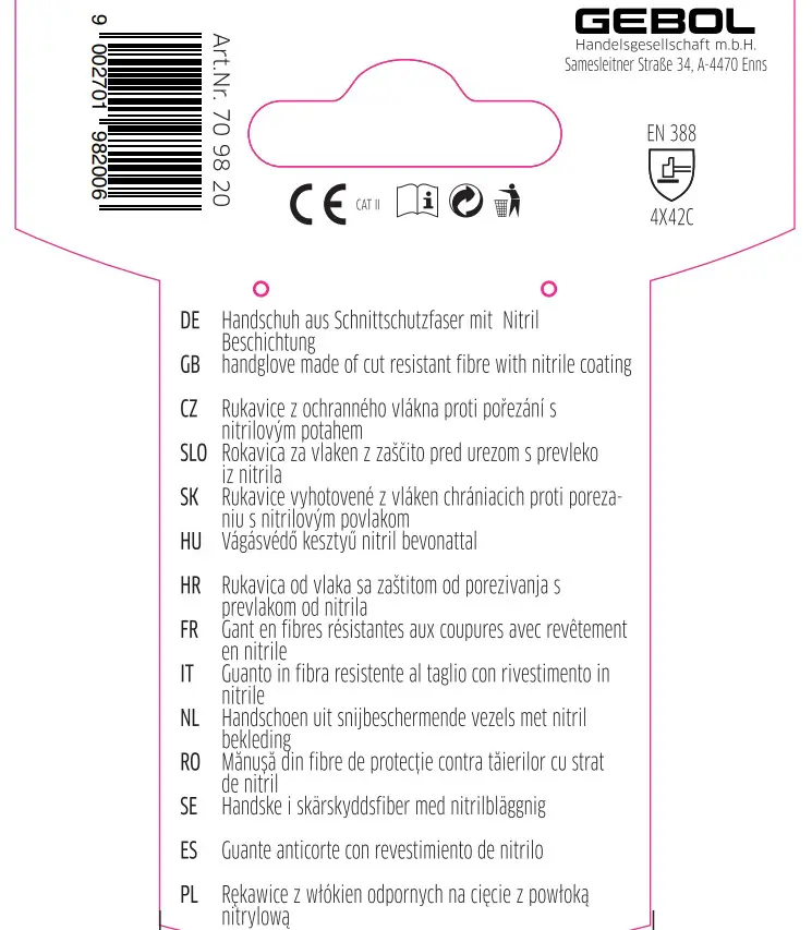 Gebol Handschuh Master Cut C Plus  