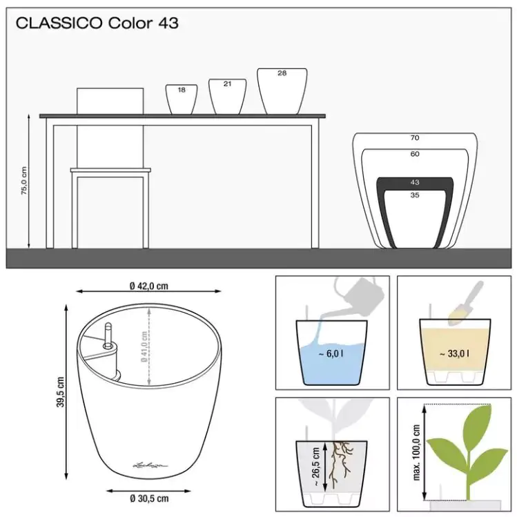 Lechuza Pflanzgefäß Classico Color 43 weiß