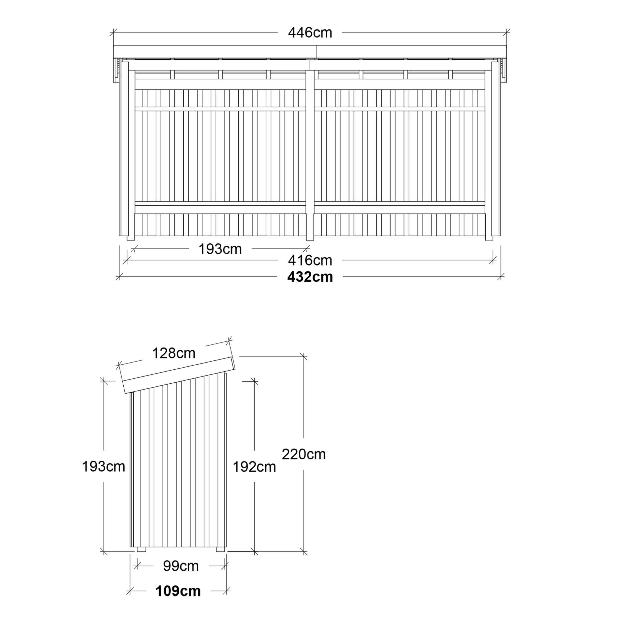 Plus Gartenhaus Nordic Multi 416 x 99 cm natur offen
