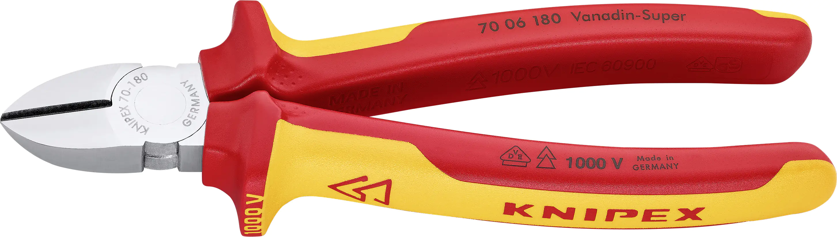 Knipex Seitenschneider 180 mm VDE verchromt Mehrkomponenten-Hülle
