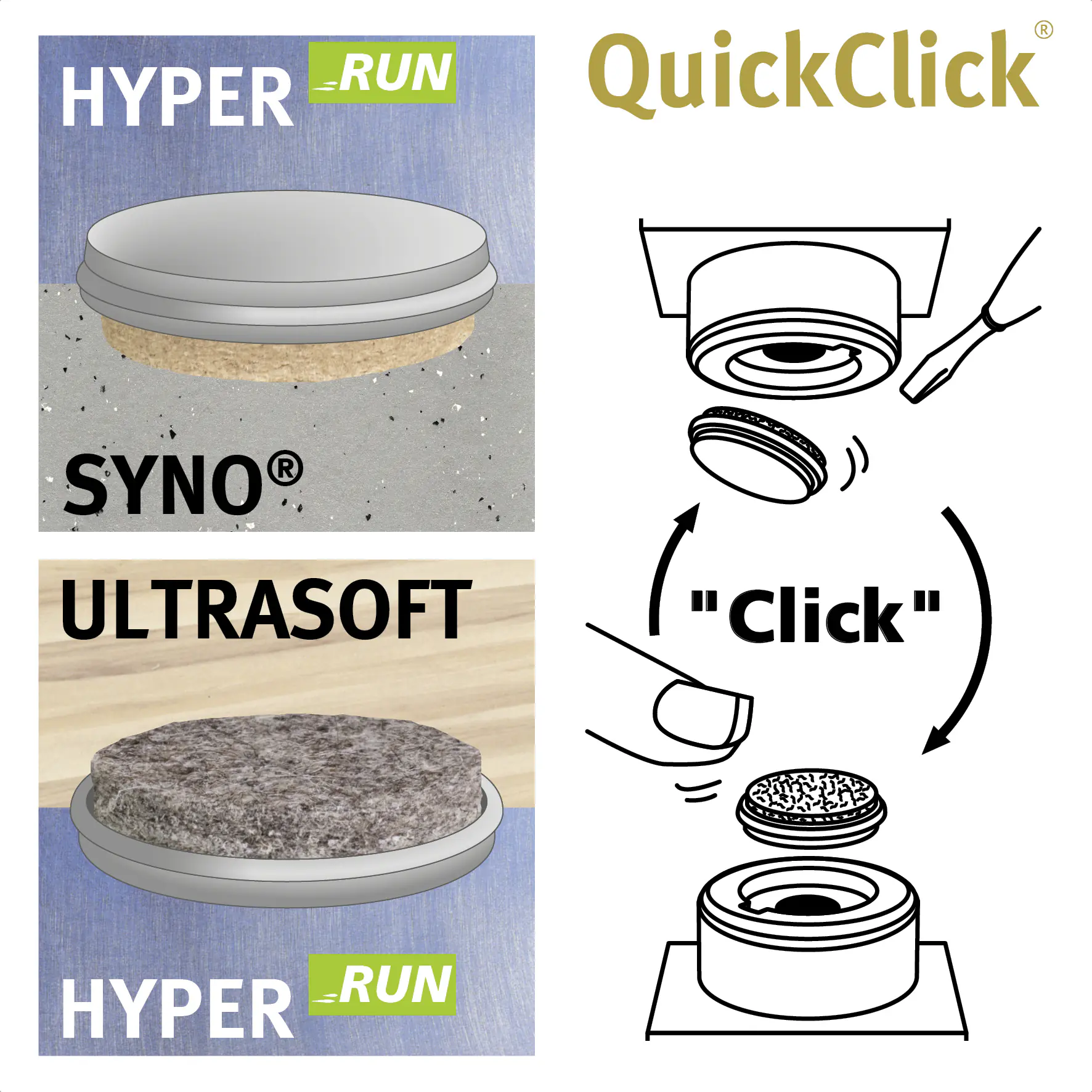 Wagner Möbelfuß Justus Duo Kunststoff Ø 3 x 2 cm schwarz 4 Stück