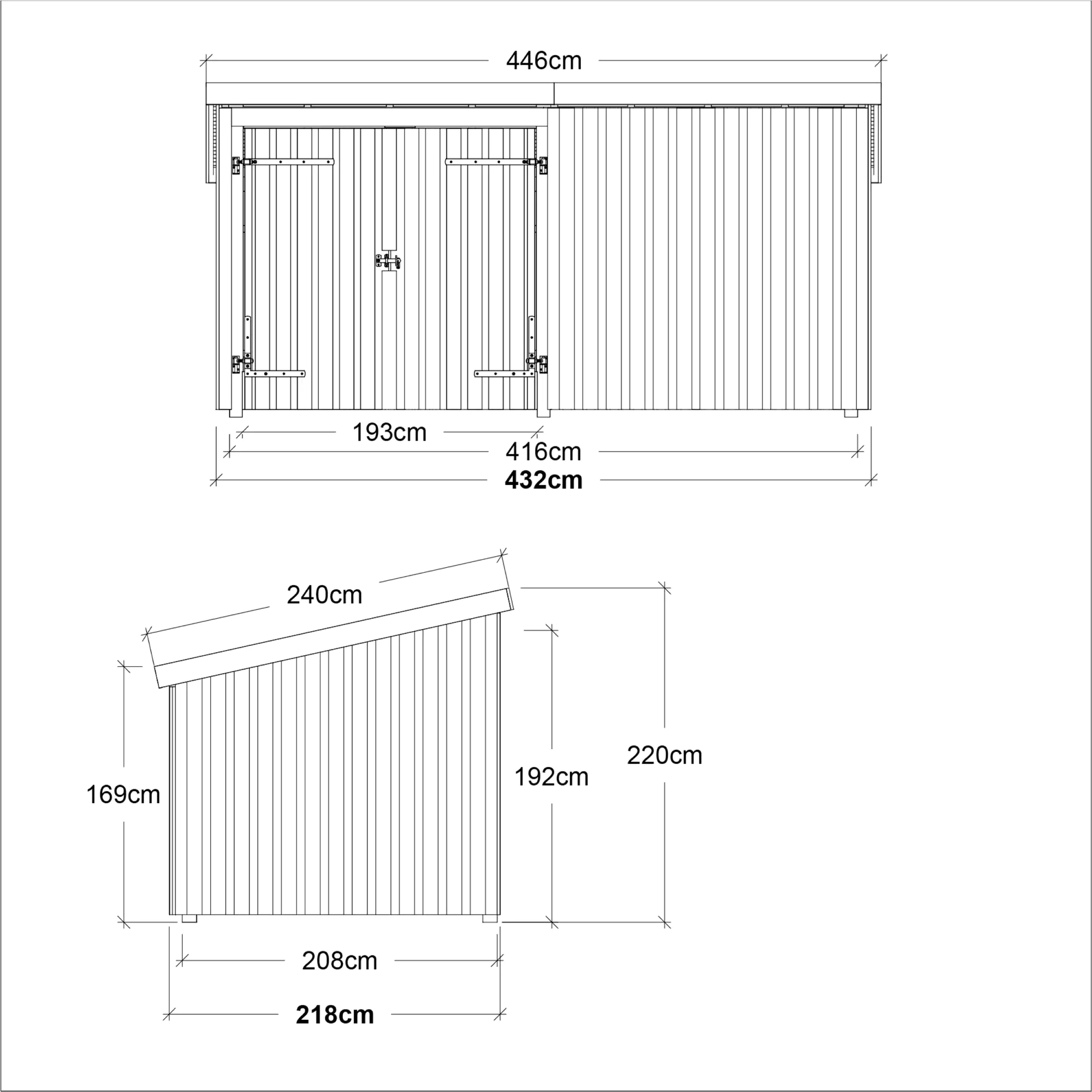 Plus Gartenhaus Nordic Multi 416 x 208 cm natur mit Doppeltür