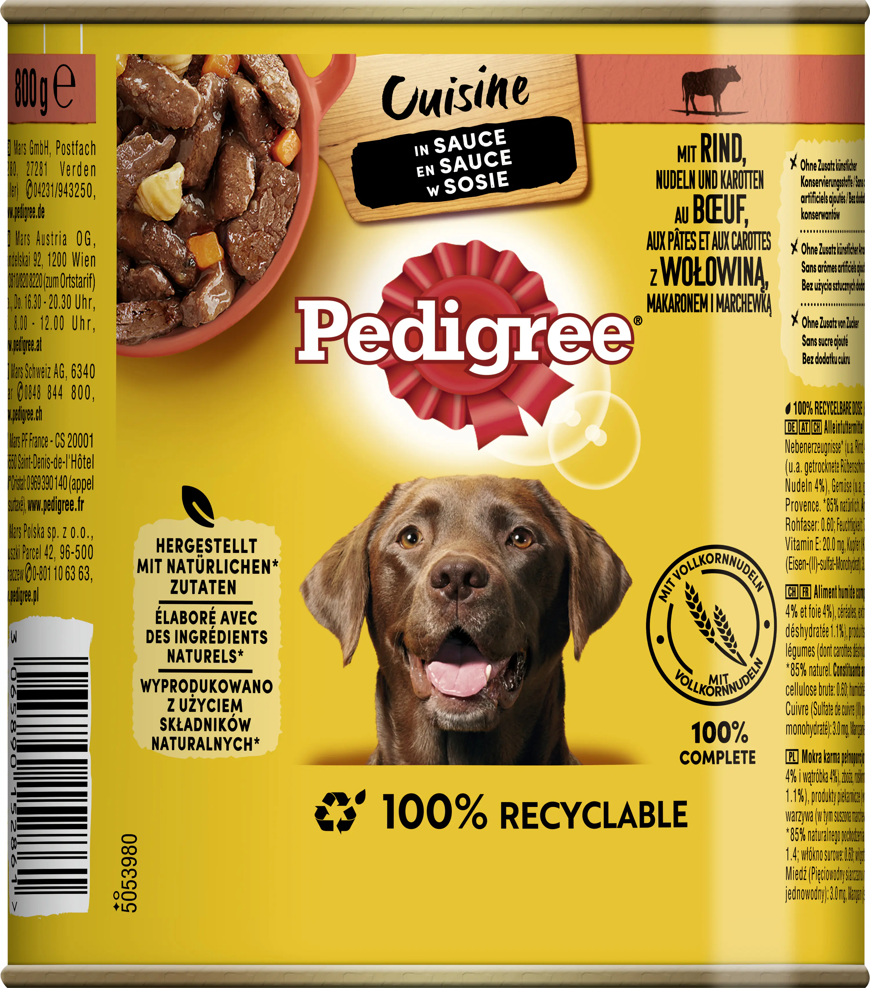 Pedigree Adult Cuisine in Sauce Rind, Nudeln & Karotten Hundefutter 800 g Pedigree Adult Cuisine in Sauce Rind, Nudeln & Karotten Hundefutter 800 g