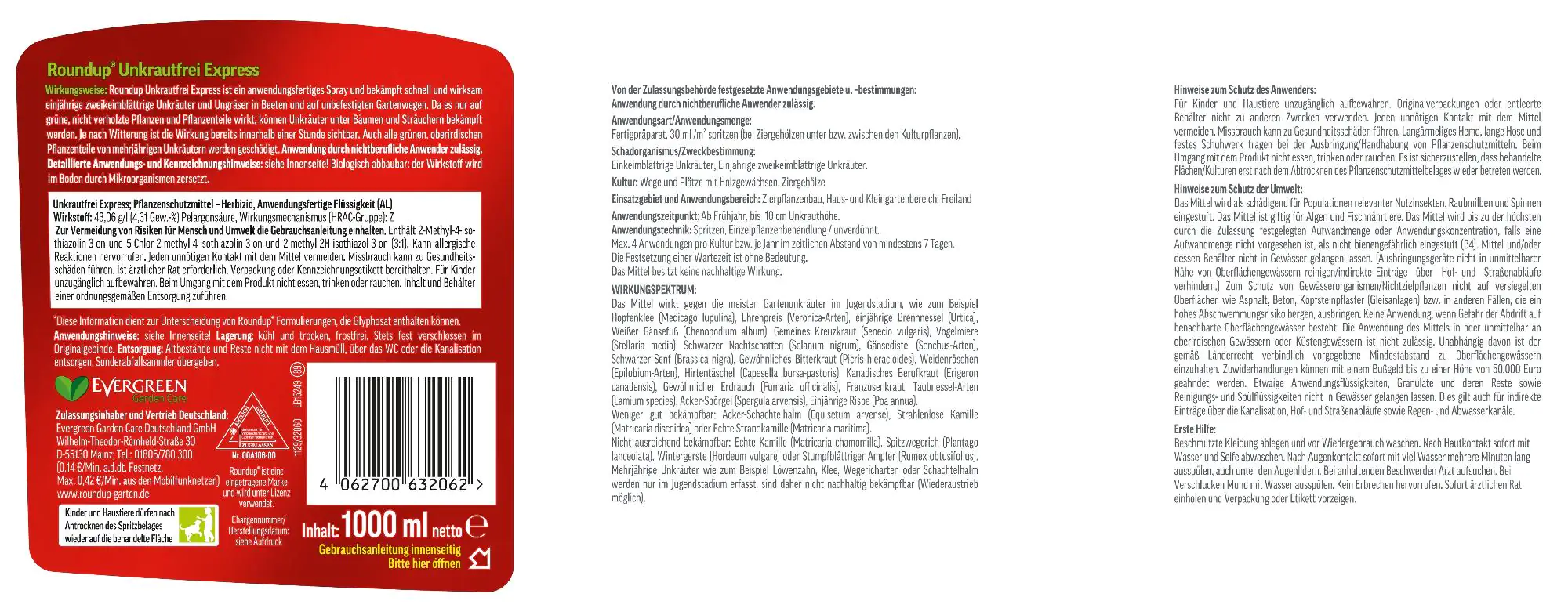 Roundup Unkrautfrei Express Spray 1 L Roundup Unkrautfrei Express Spray 1 L