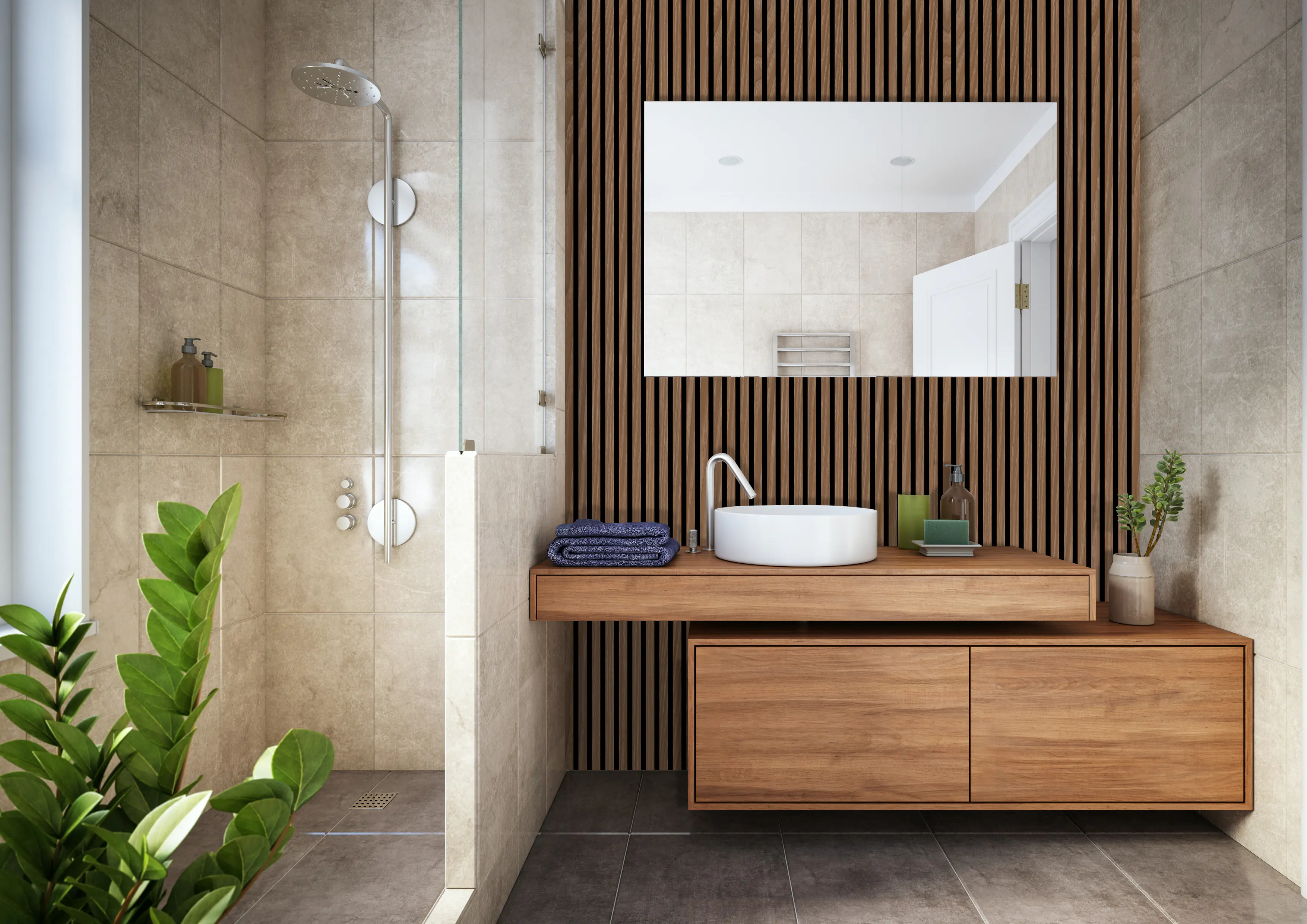 Neuhofer Akustikpaneel Eiche foliert 240 x 56,5 x 1,7 cm braun