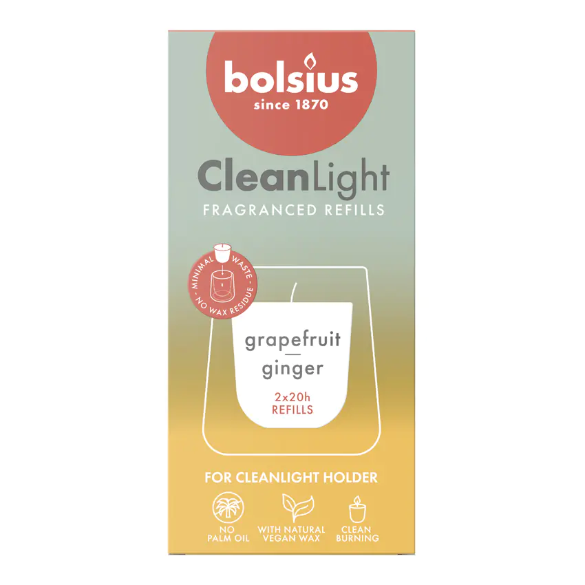 Bolsius Cleanlight Duft-Nachfüller 2er Pack Grapefruit & Ingwer