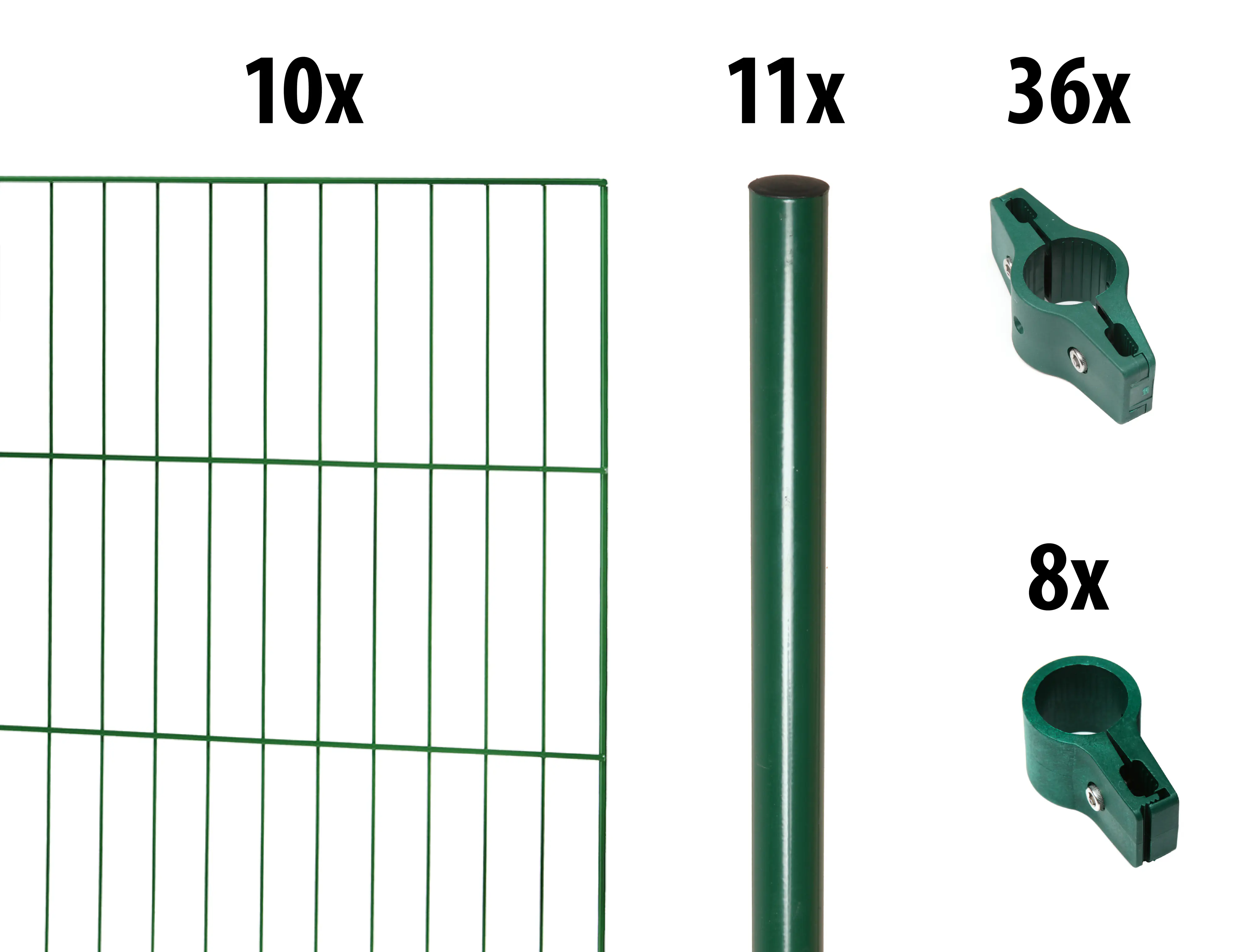 Floraworld Einstabmatten-Zaun Set Classic 20 m 200 x 175 cm inkl. 11 Pfosten 225 cm moosgrün