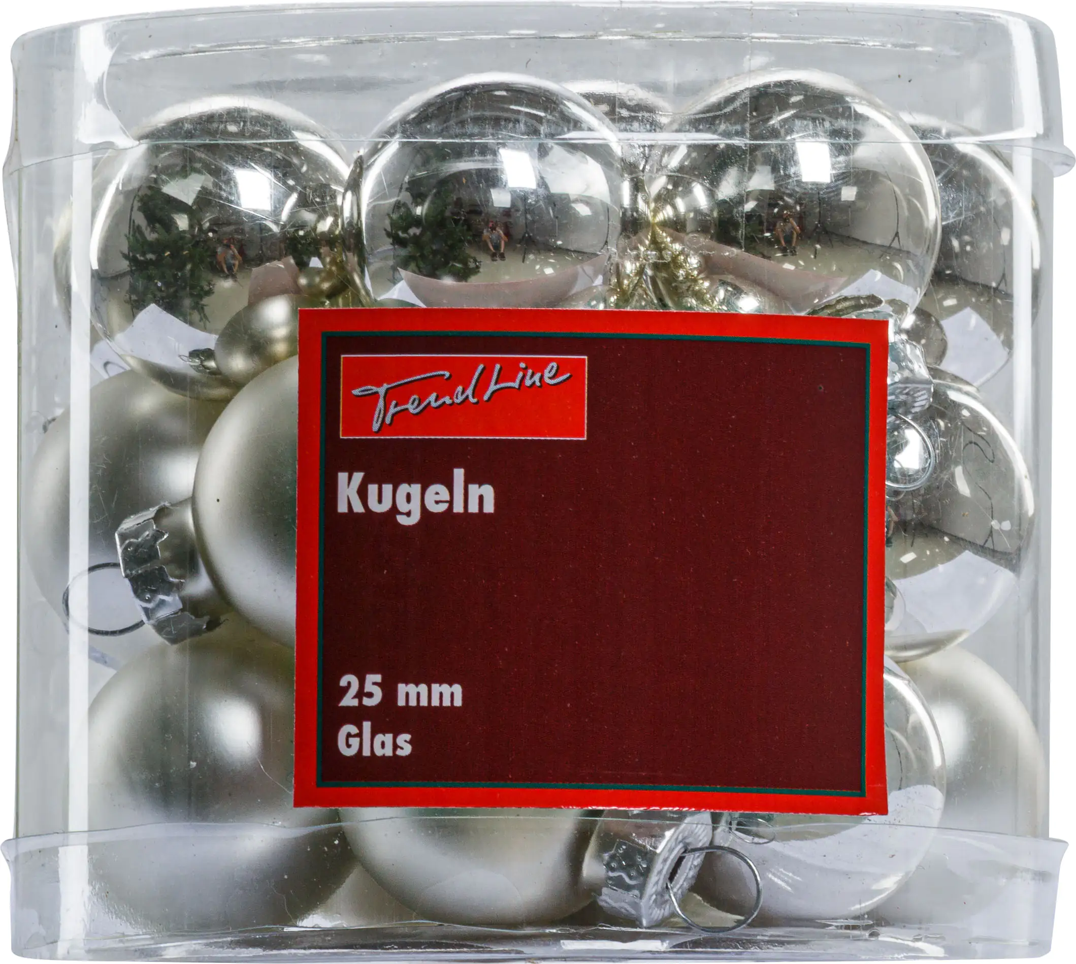 2076601538752_01 TrendLine Weihnachtskugeln aus Glas Ø 2,5 cm silber 24 Stück