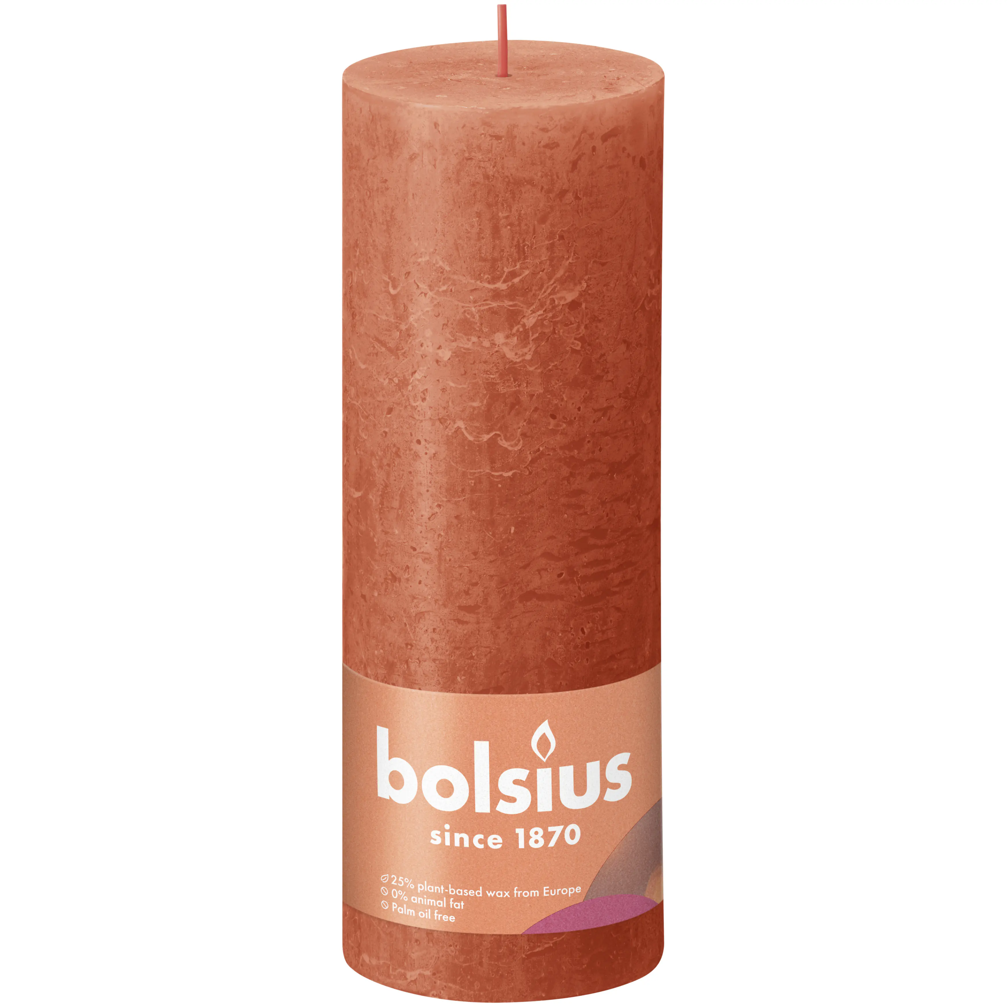 Bolsius Rustik Stumpenkerze herbstliches orange, Höhe: 19 cm, Ø 6,8 cm