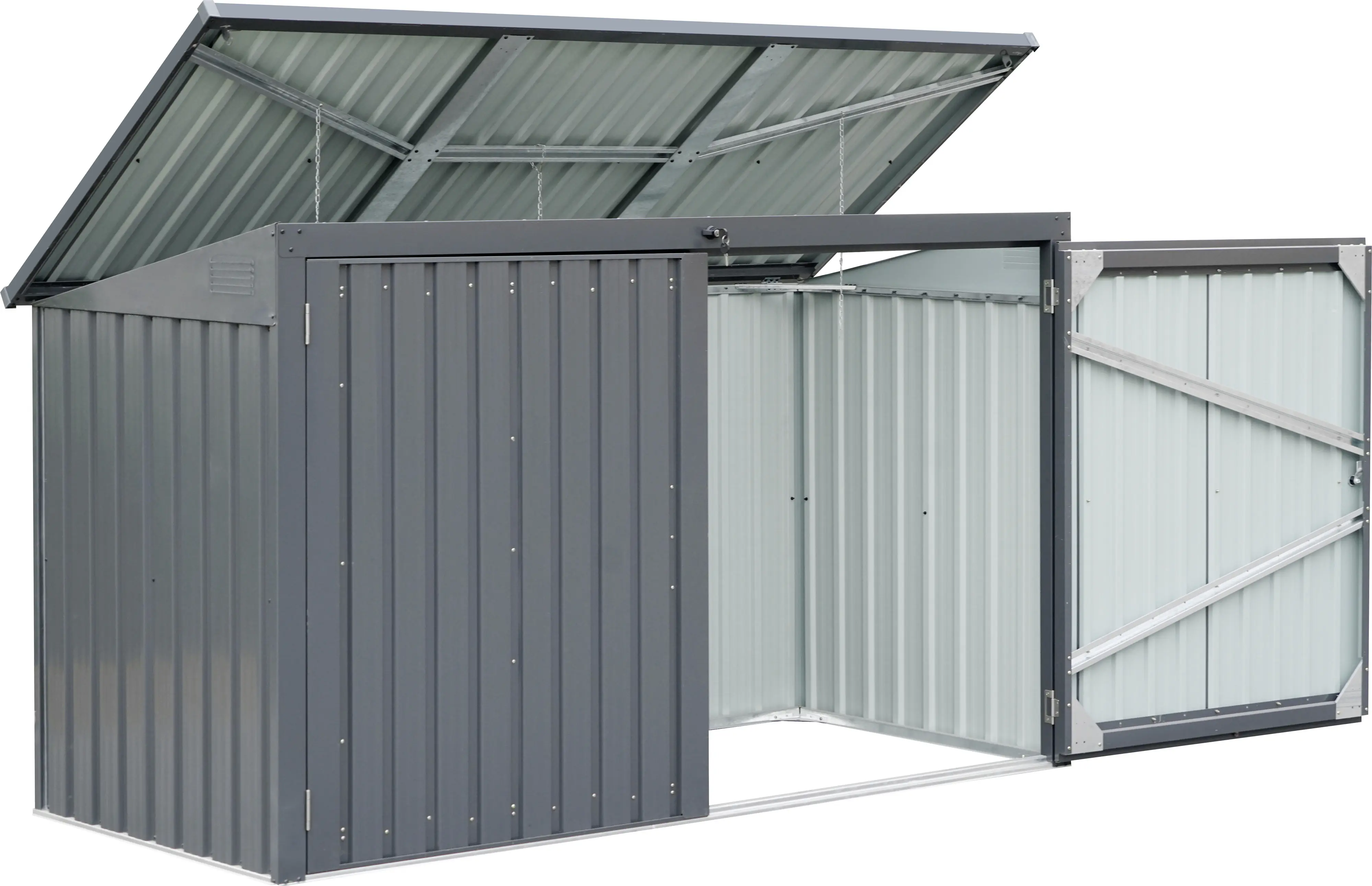 Floraworld Mülltonnenbox aus Stahl für 3 x 240 L Mülltonnen anthrazit