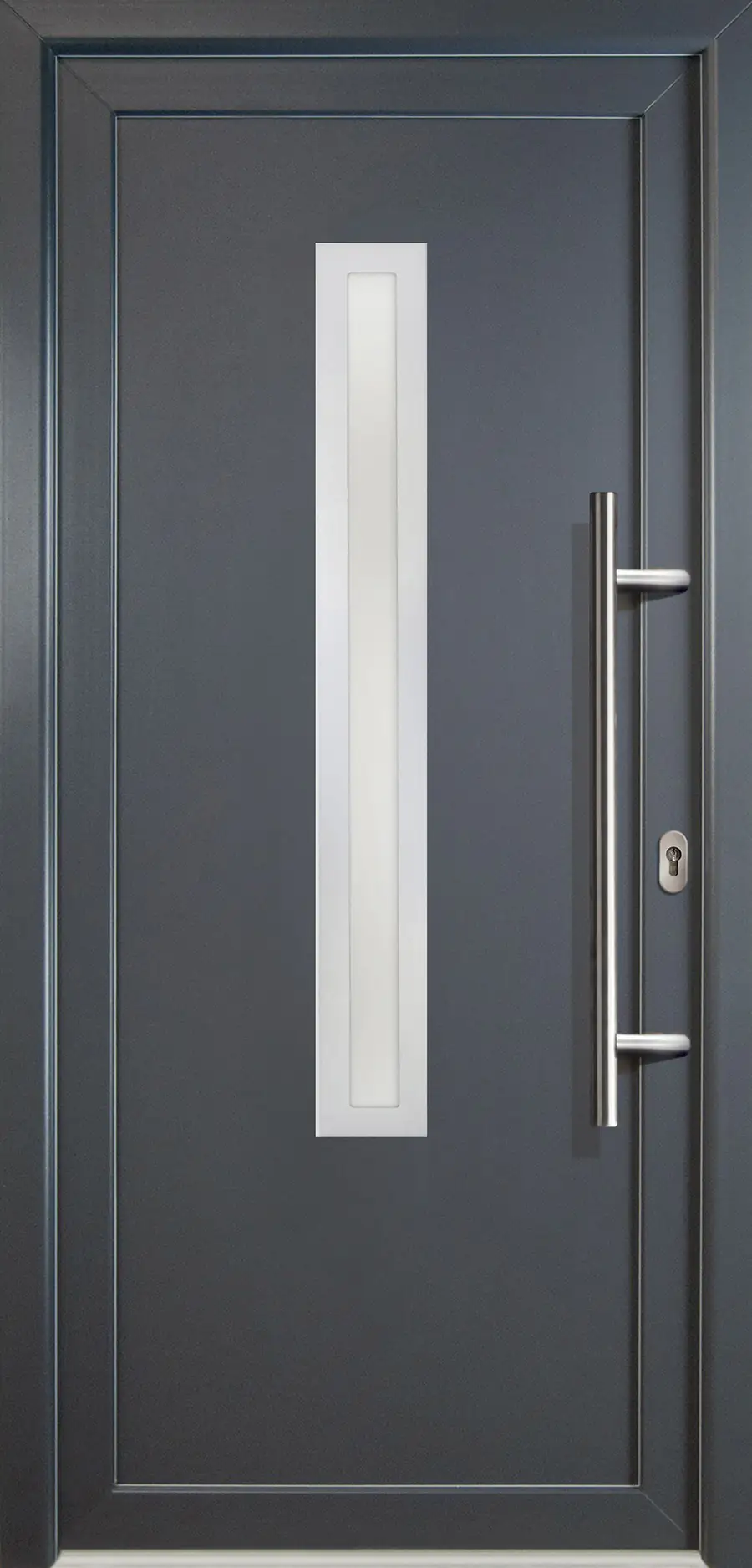 4060691161844 Meeth Haustür Signum PVC Exclusiv PVC Modell 70 108 x 200 cm, DIN rechts, weiß/titan