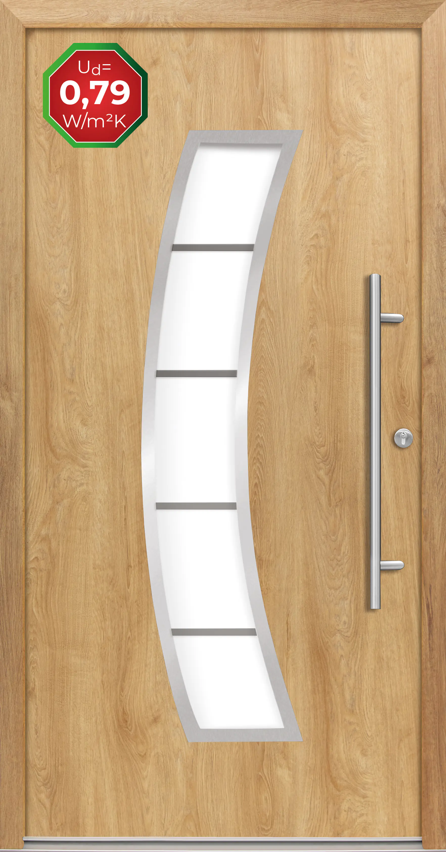 Splendoor Haustür Passivedoor Premium P14 Eiche Natur DIN Rechts 110 x 210 cm