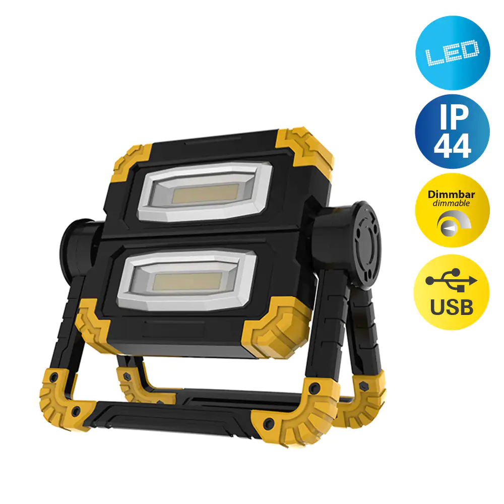 LED Arbeitsleuchte Petro mit Akku 20 Watt, 1200 lm, 6340 K, USB-Kabel LED Arbeitsleuchte Petro mit Akku 20 Watt, 1200 lm, 6340 K, USB-Kabel