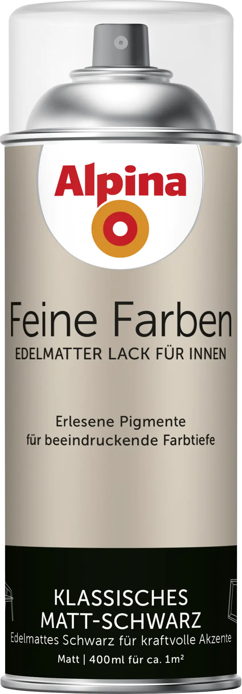 4001244764723 Alpina Feine Farben Sprühlack Schwarz Matt 400 ml