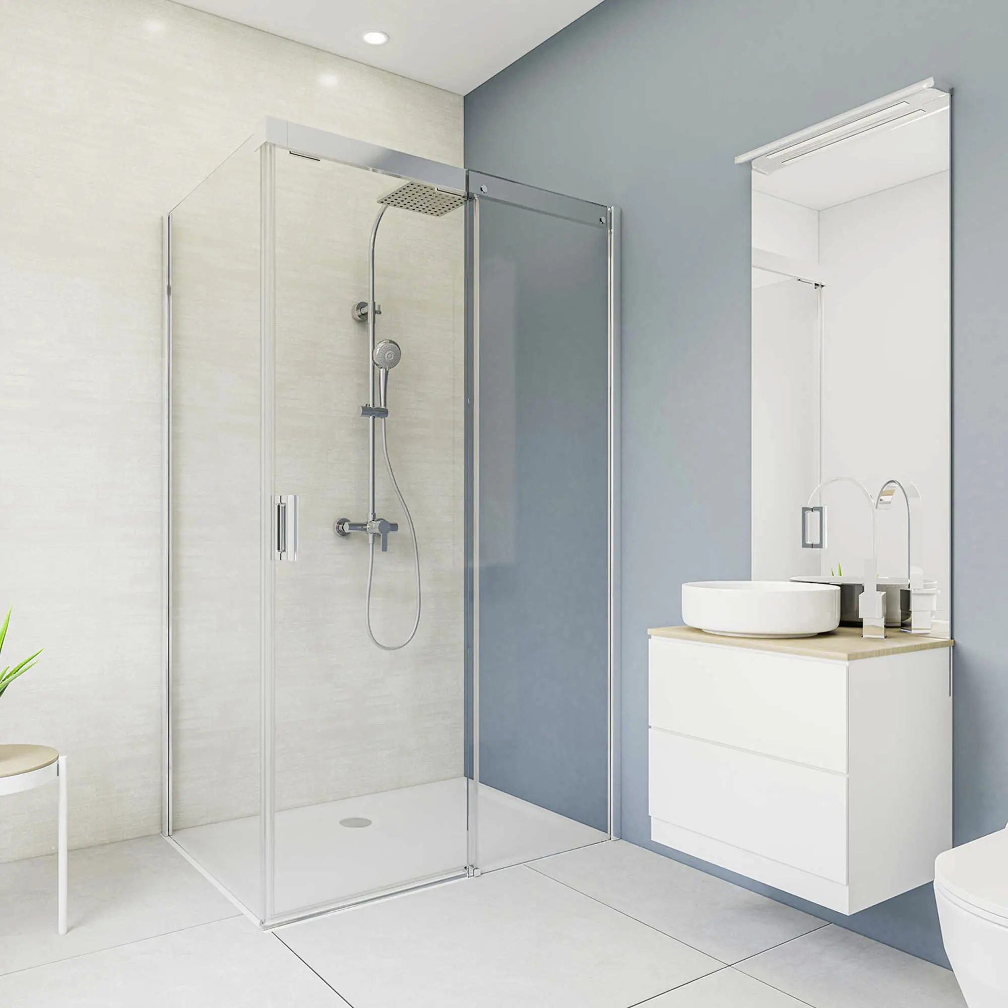 Breuer Duschrückwand Hochglanz Beton weißgrau Dekor 100 x 255 x 0,3 cm