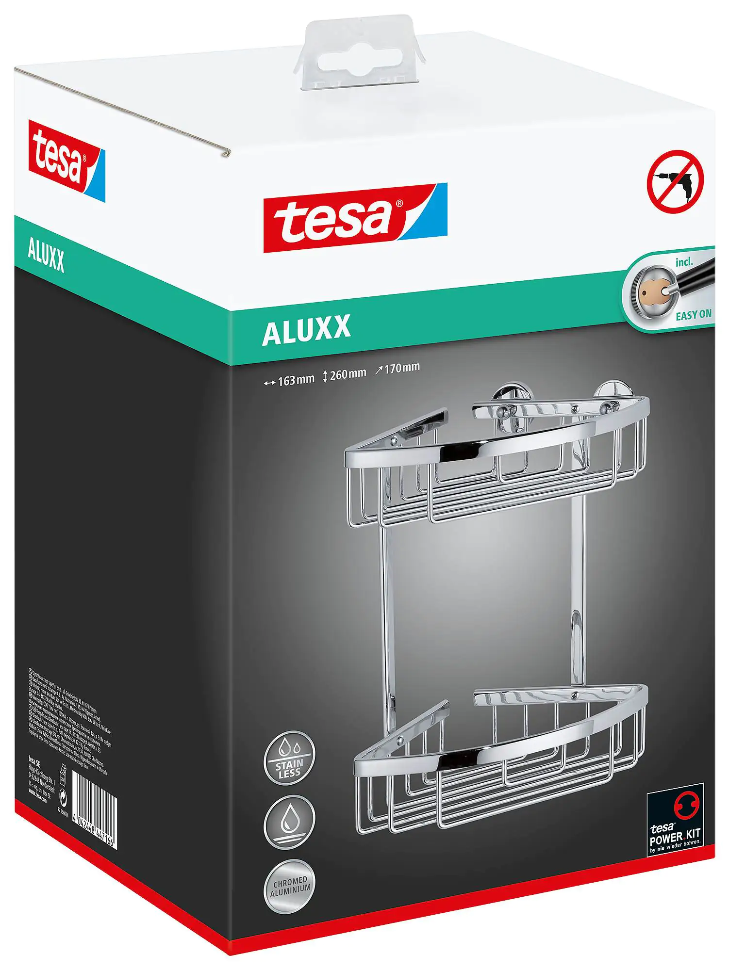 Tesa Eckdablagekorb ALUXX  zweistöckig edelstahl zum Kleben