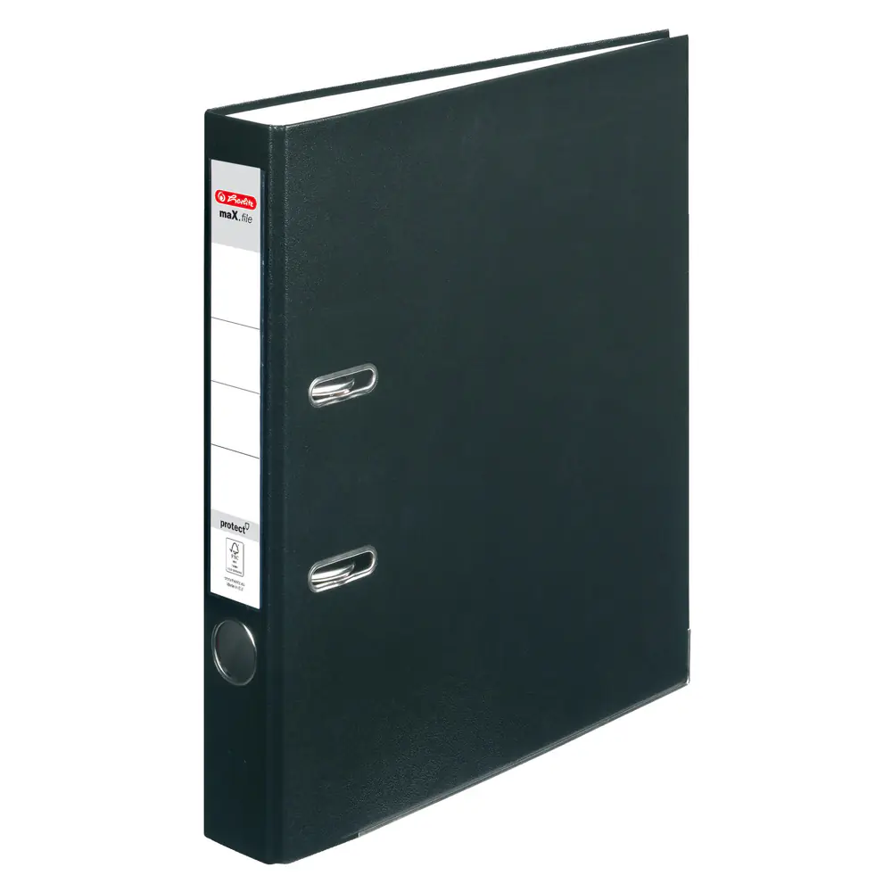 herlitz Ordner max.file protect A4 PP-Folienbezug, Fenster, 5 cm, schwarz