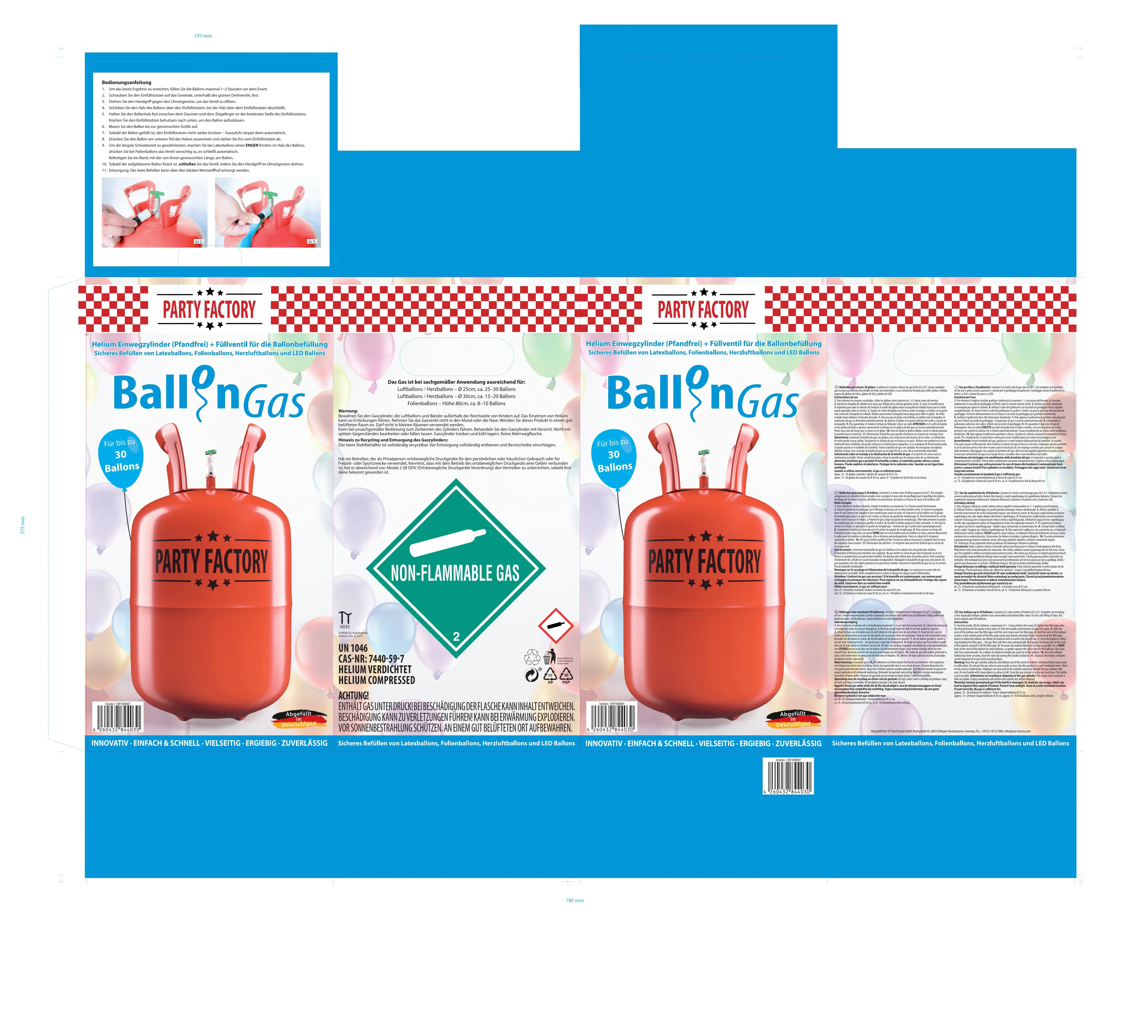 Party Factory Ballongas Helium für ca. 30 Luftballons Party Factory Ballongas Helium für ca. 30 Luftballons