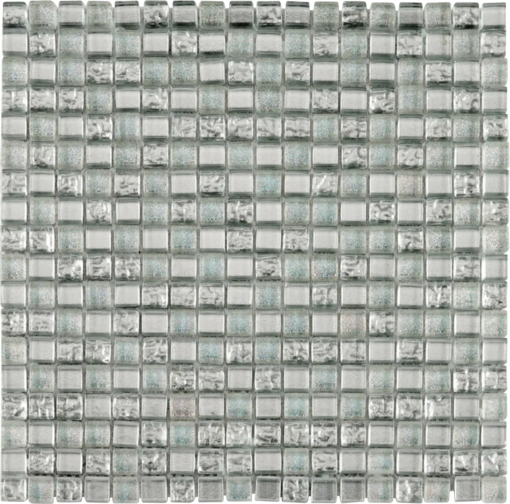 Mosaikfliese Glas Diamant 30 x 30 cm silber Steinmaß: ca. 1,5 x 1,5 cm