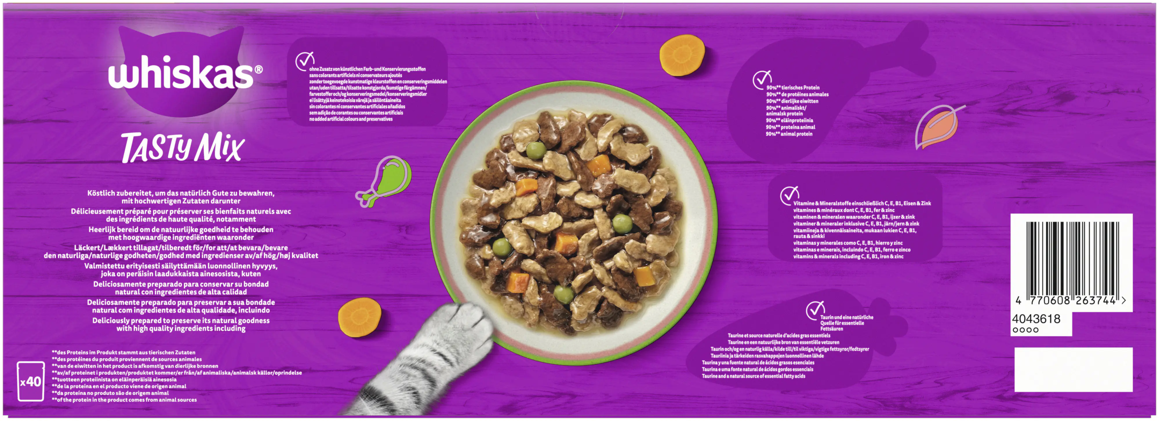 Whiskas Tasty Mix Katzennassfutter Adult 40 x 85 g Fisch in Sauce