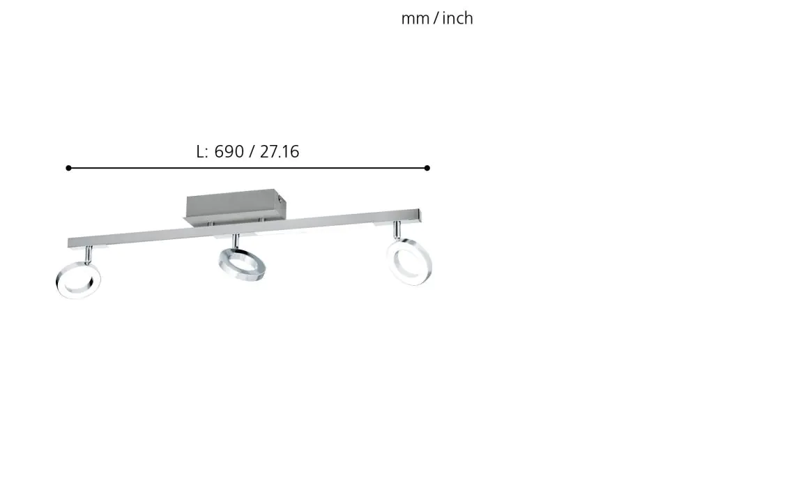 Eglo 3er LED Spot Cardillio 1 alu-chrom 69 x 8,5 cm warmweiß