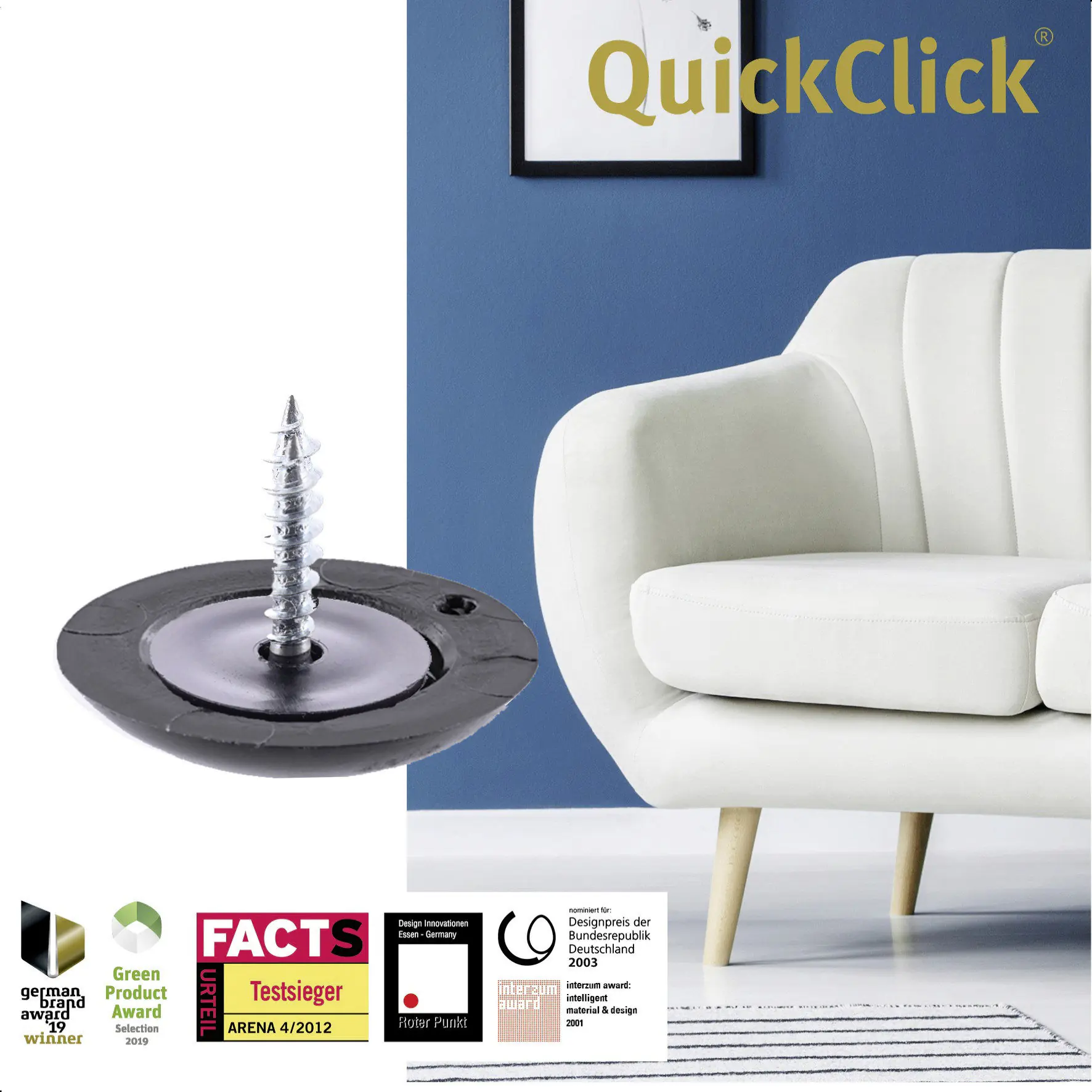 Wagner Möbelgleiter zum Anschrauben Black Slim schwarz grau Ø 25 mm - 4 Stück 