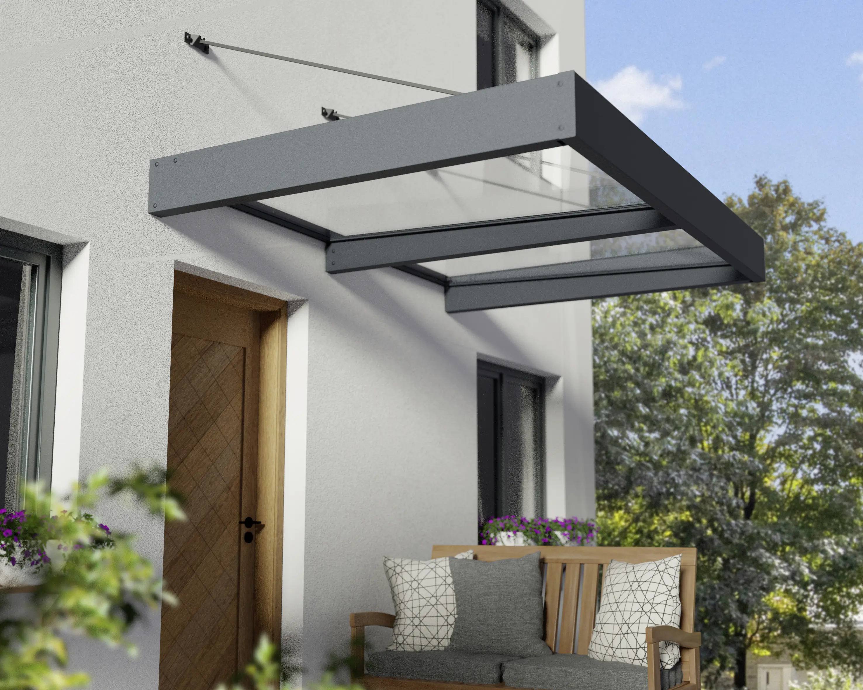 Canopia Vordach Sophia XL 2000 Grau Alu 192 x 140 cm Canopia Vordach Sophia XL 2000 Grau Alu 192 x 140 cm