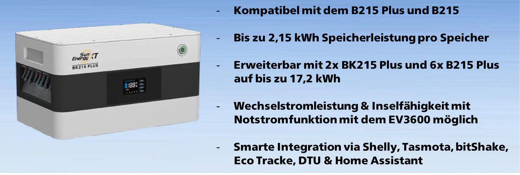SunEnergyXT Kopfspeicher BK215 PLUS 2,15 kWh