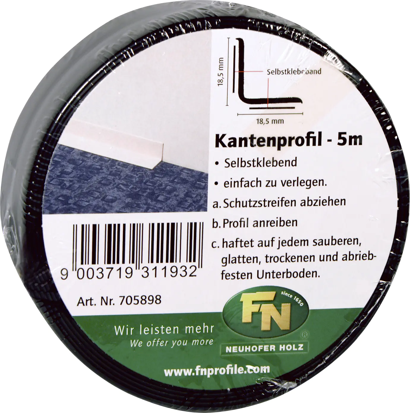 FN Neuhofer Knickwinkelleiste 500 cm 18,5 x 18,5 mm schwarz FN Neuhofer Knickwinkelleiste 500 cm 18,5 x 18,5 mm schwarz