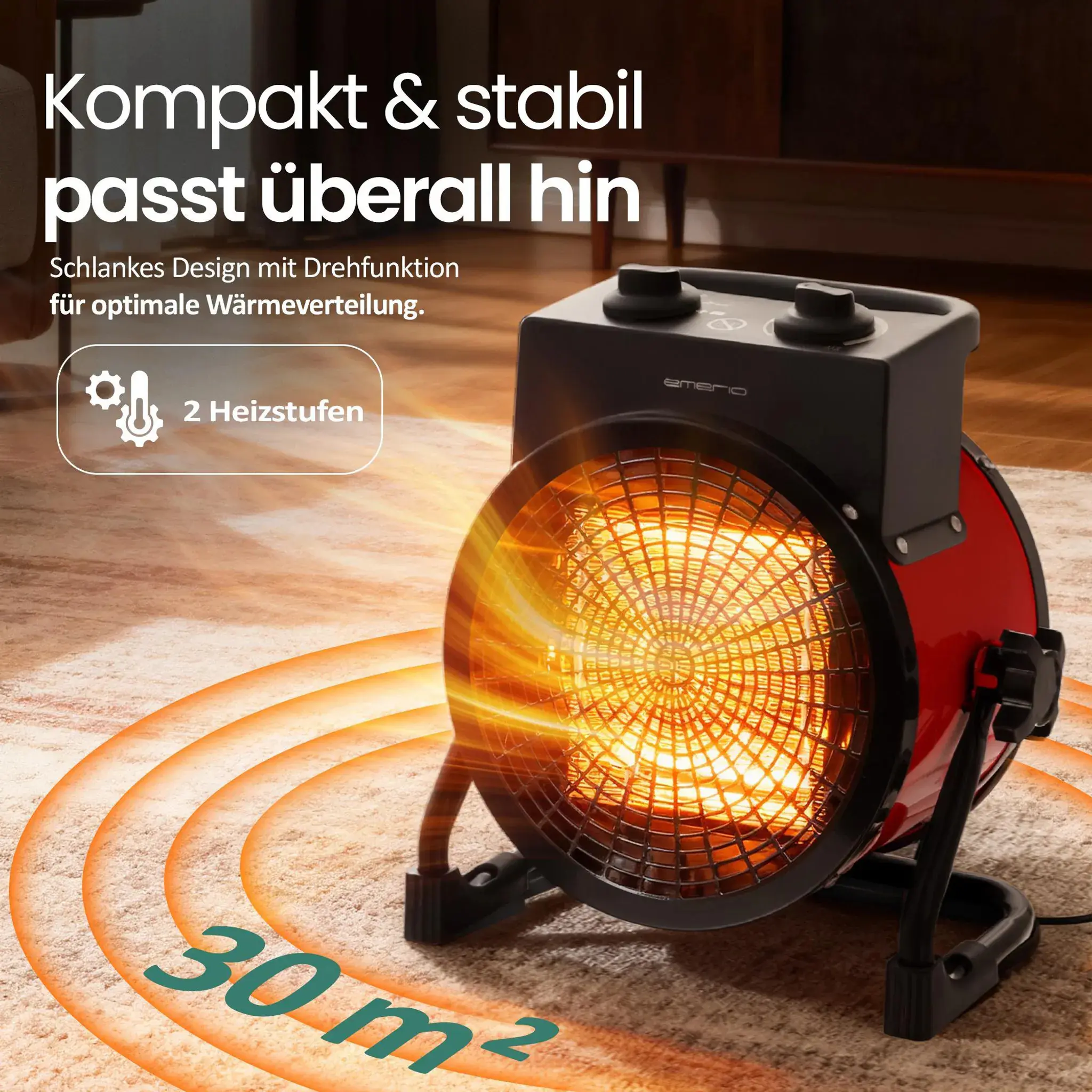 emerio Heizlüfter 3000 Watt, mit Tragegriff