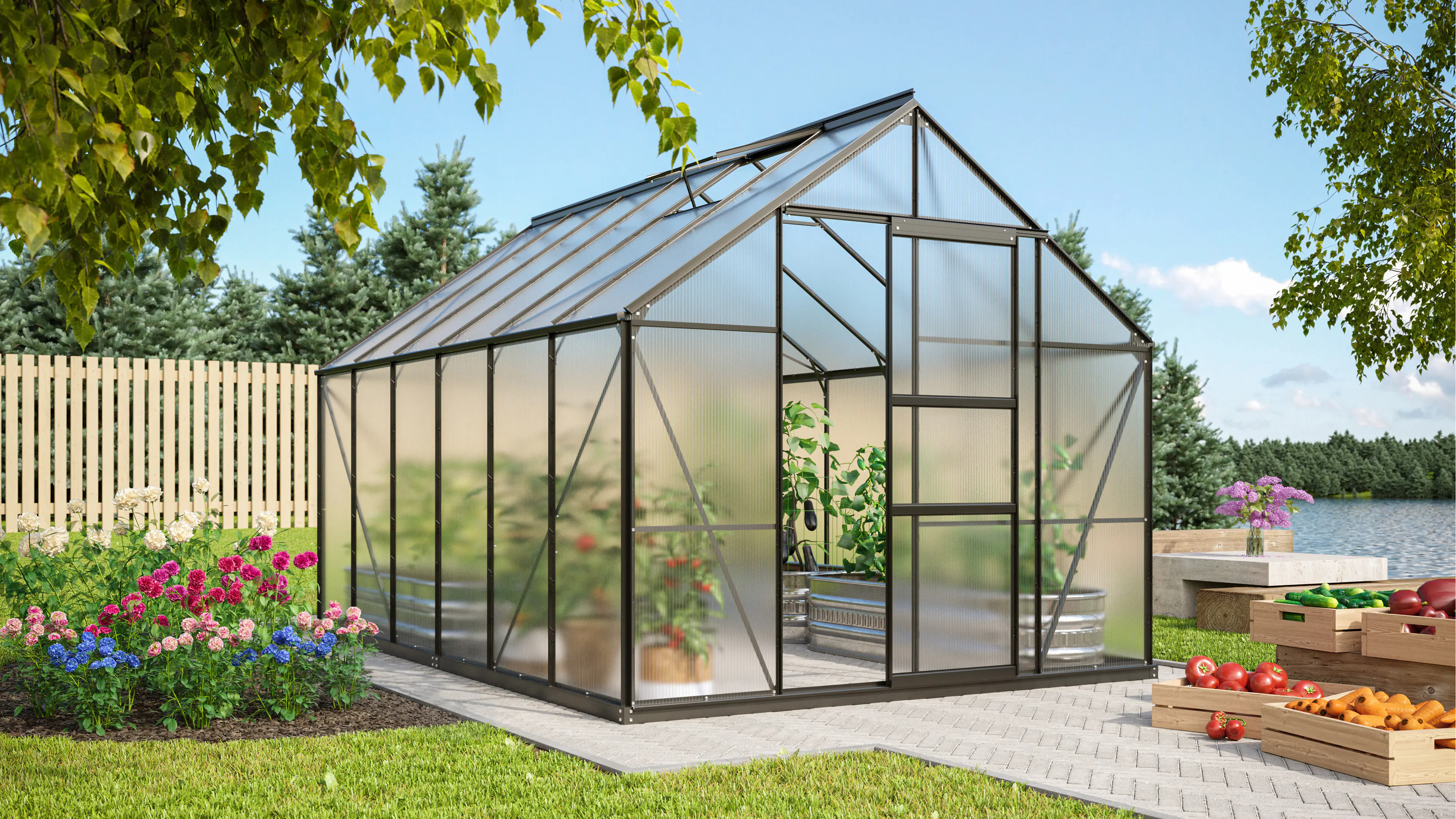 Vitavia Gewächshaus Merkur 9900 254 x 379 cm 6 mm Hohlkammerplatten Vitavia Gewächshaus Merkur 9900 254 x 379 cm 6 mm Hohlkammerplatten