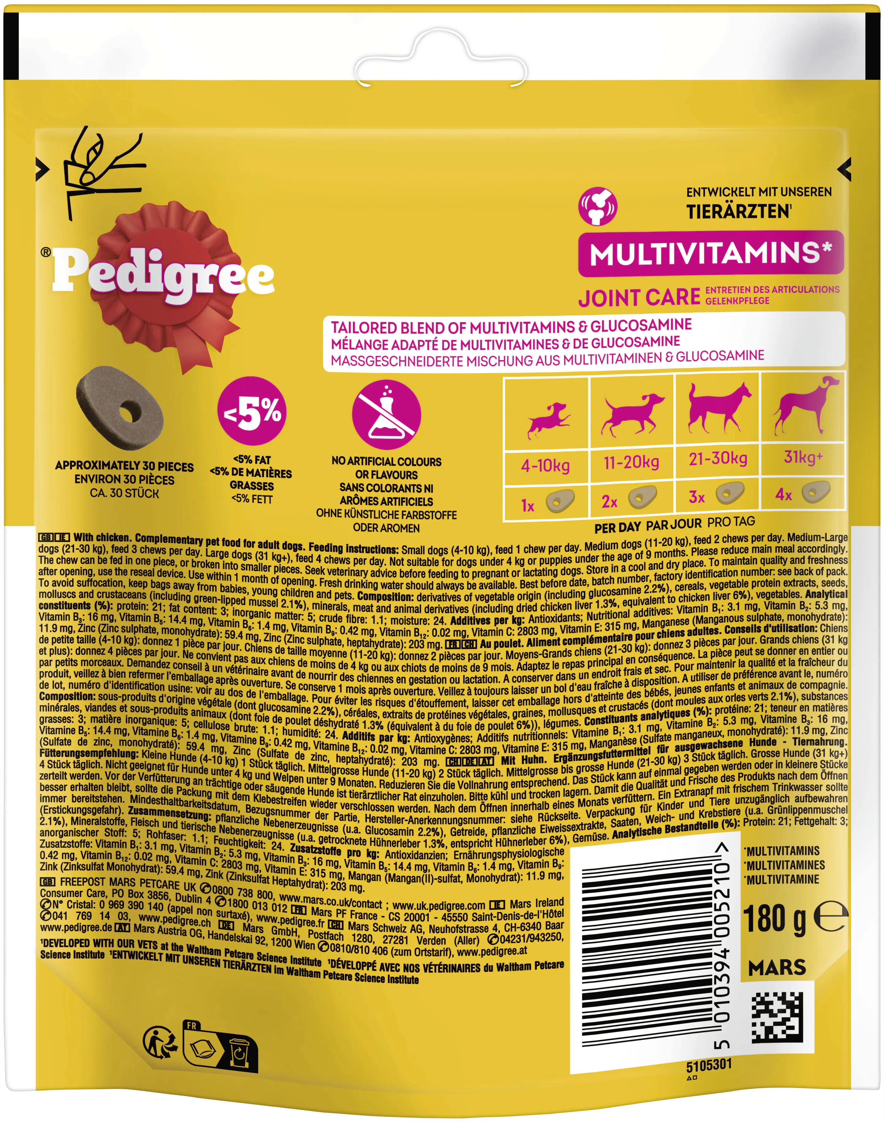 Pedigree Joint Care Hundeleckerli 180 g Huhn