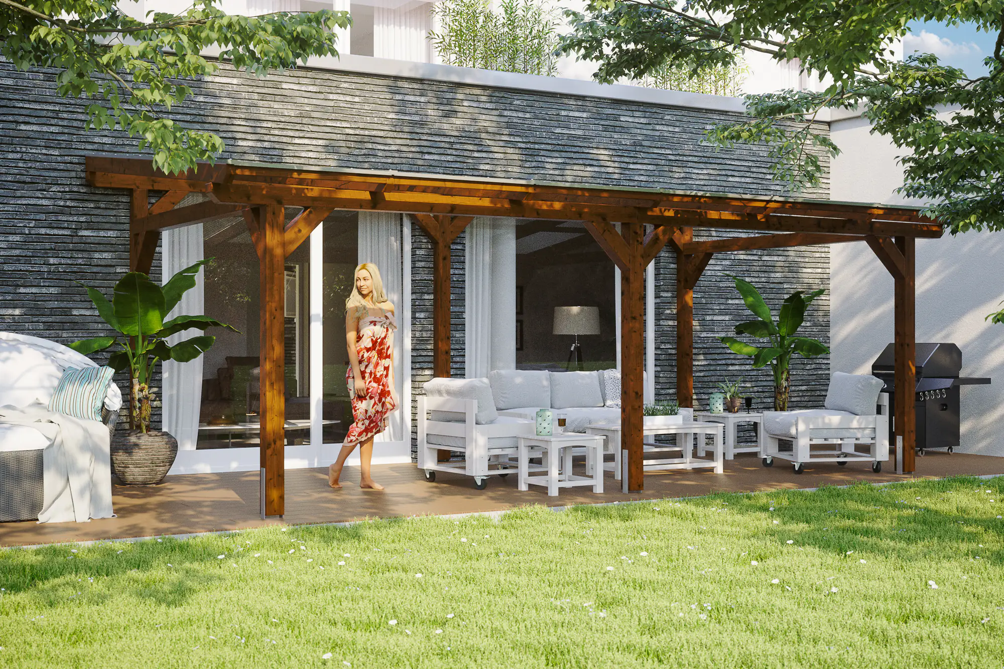 SKAN HOLZ Terrassenüberdachung Siena 648 x 300 cm Leimholz