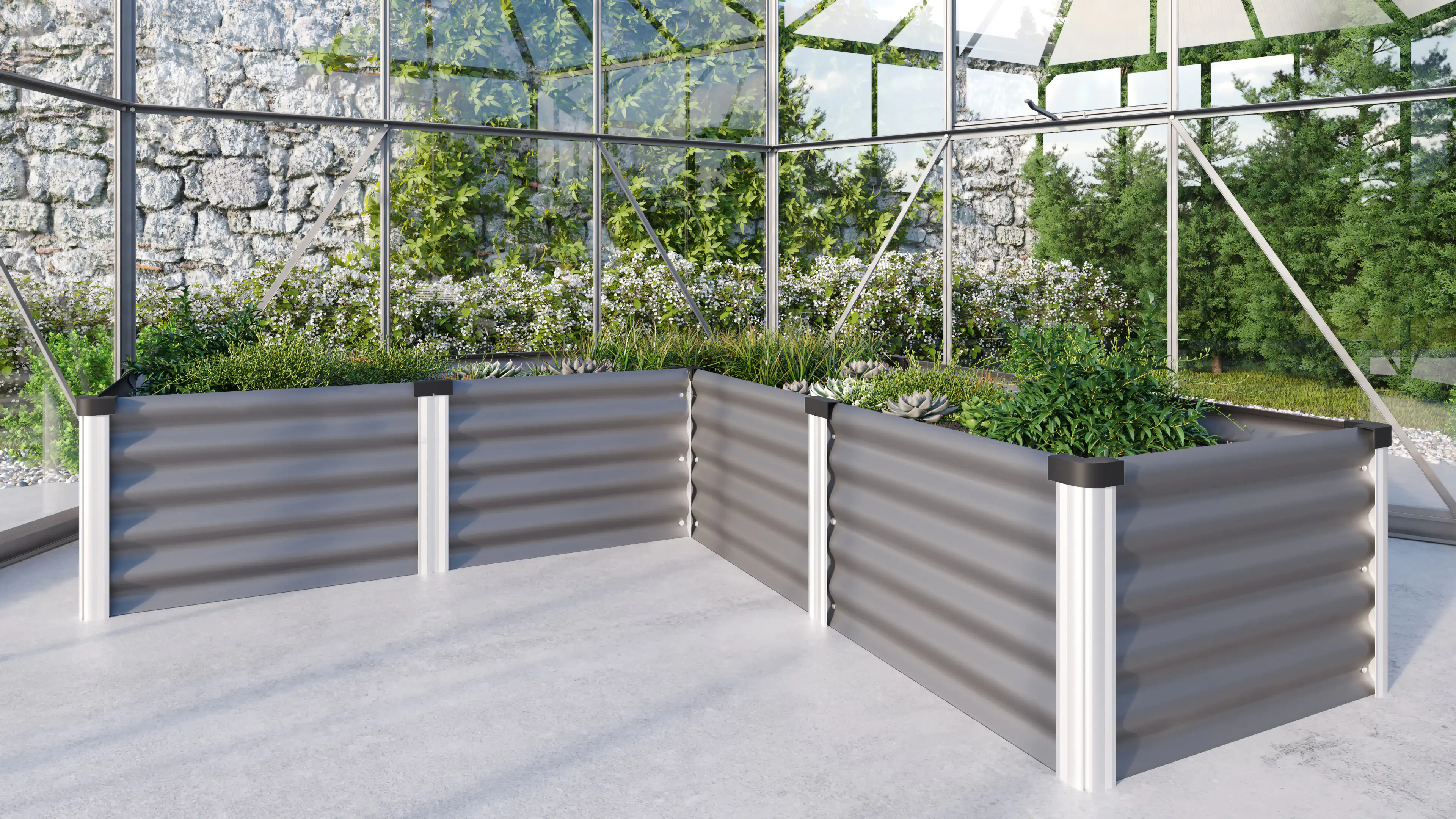 Vitavia Hochbeet Meta 185 x 185 x 40 cm granit aluminium