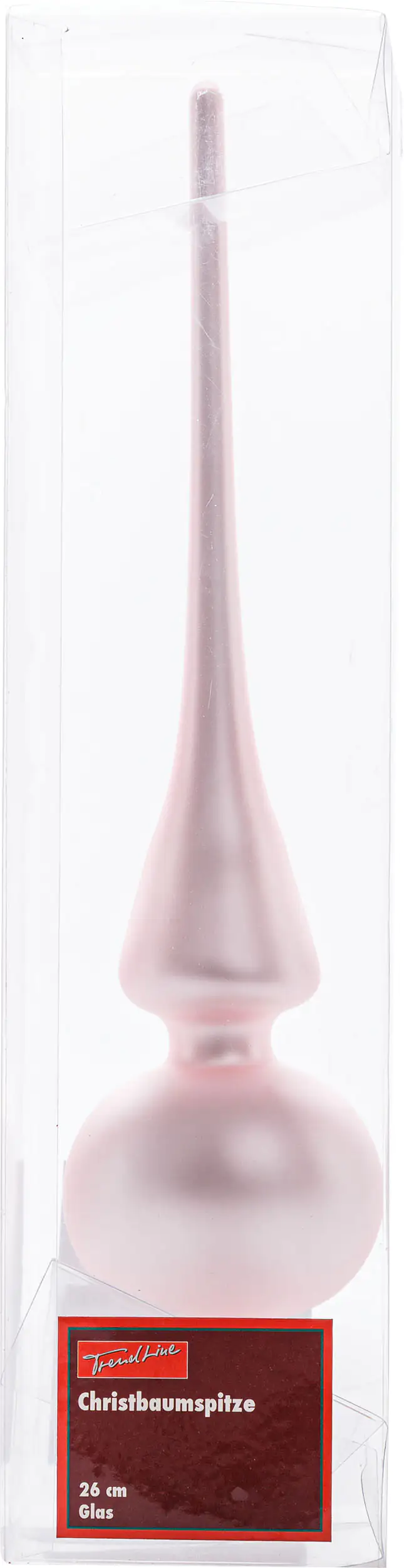 2076601545941_01 TrendLine Christbaumspitze aus Glas 26 cm puderrosa mattiert